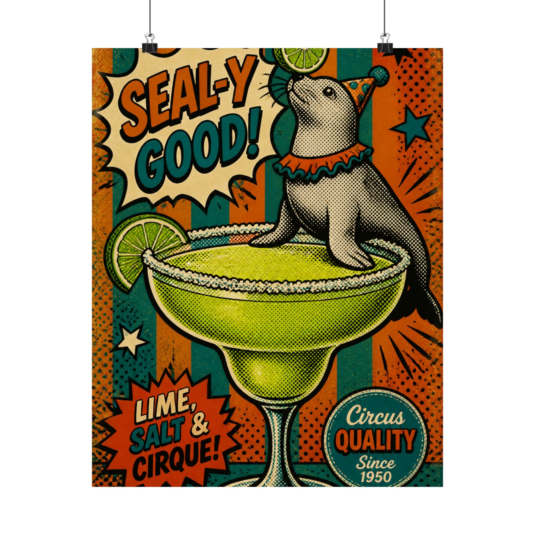 Margarita Balancing Seal Wall Art Poster 18×24 Pop Art Living Room Decor Maximalist Print