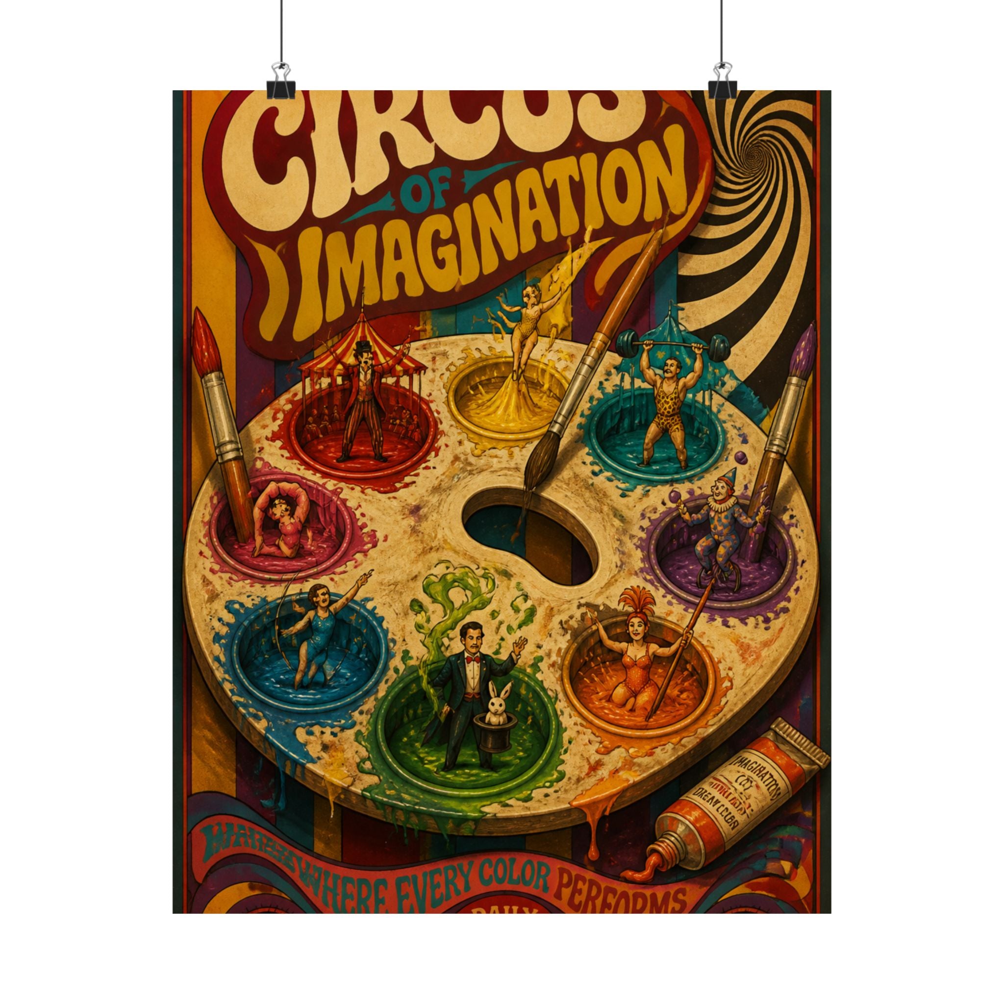 Paint Palette Stage Wall Art Poster 24×36 Psychedelic Dining Room Decor Maximalist Print