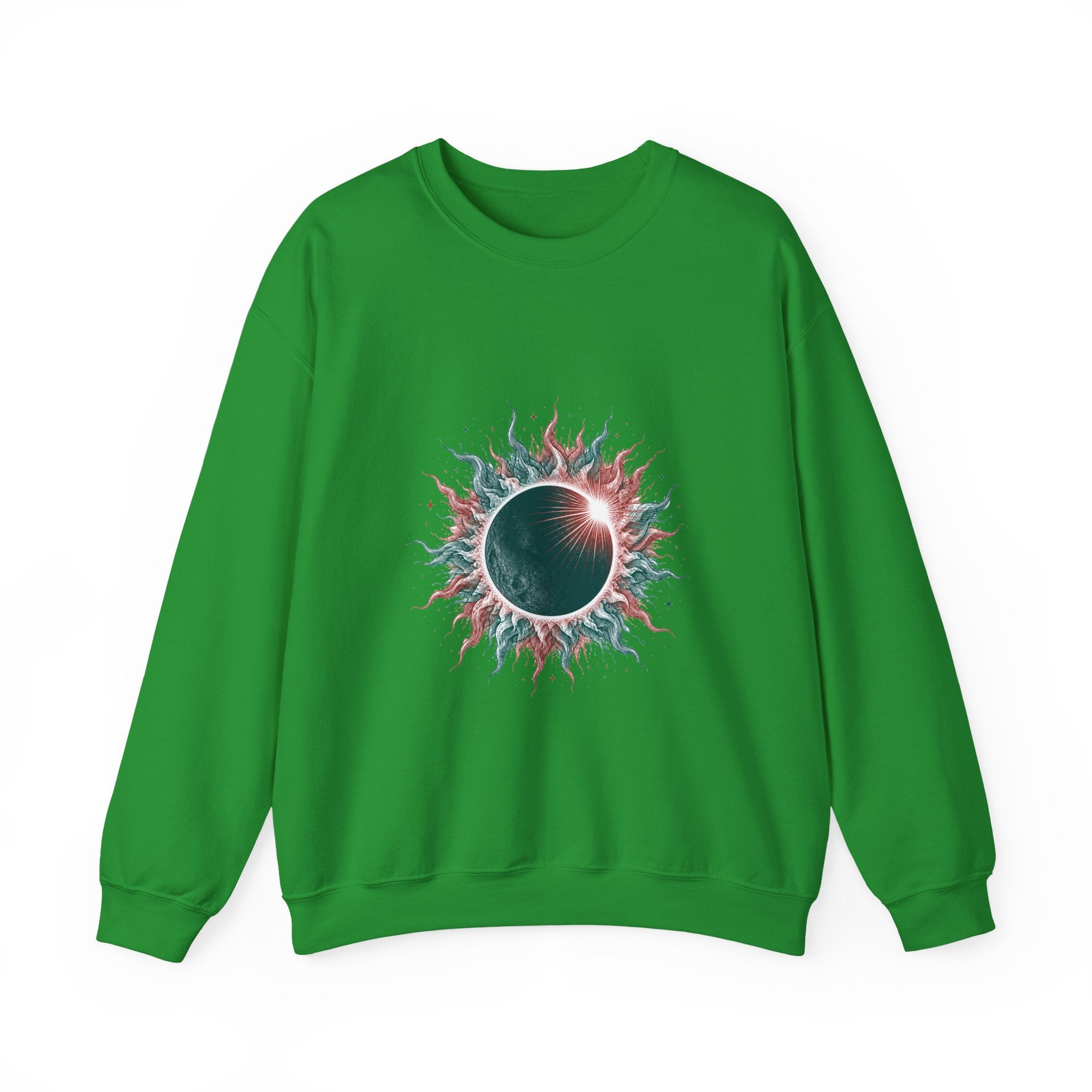 Matching Couple Sweatshirt - Solar & Lunar Eclipse Matching Couple Premium Fleece Sweatshirt Hand-Drawn Art His Hers Anniversary Gift - Design A