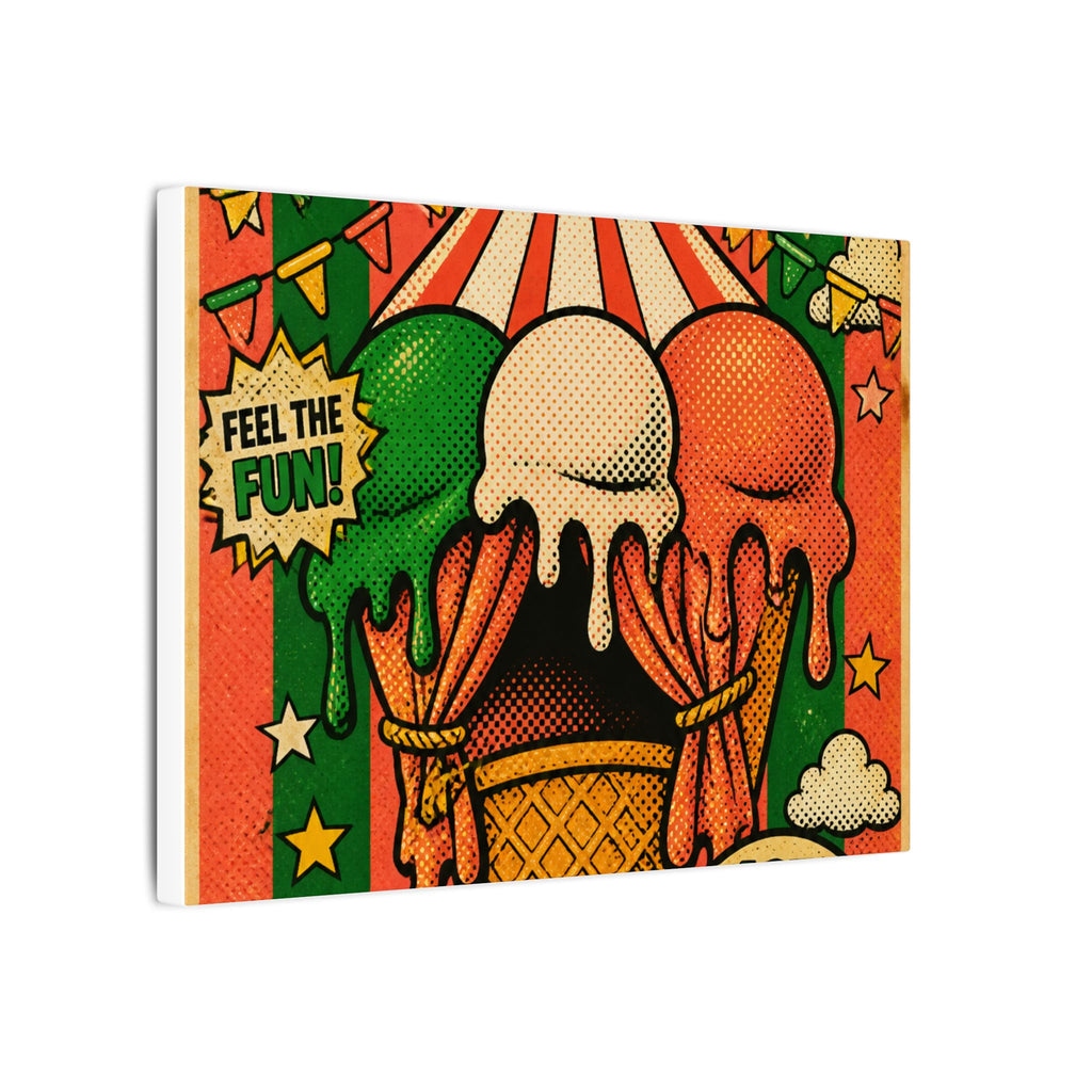 Ice Cream Cone Circus Tent Wall Art Canvas 24×36 Pop Art Restaurant Decor Maximalist Print