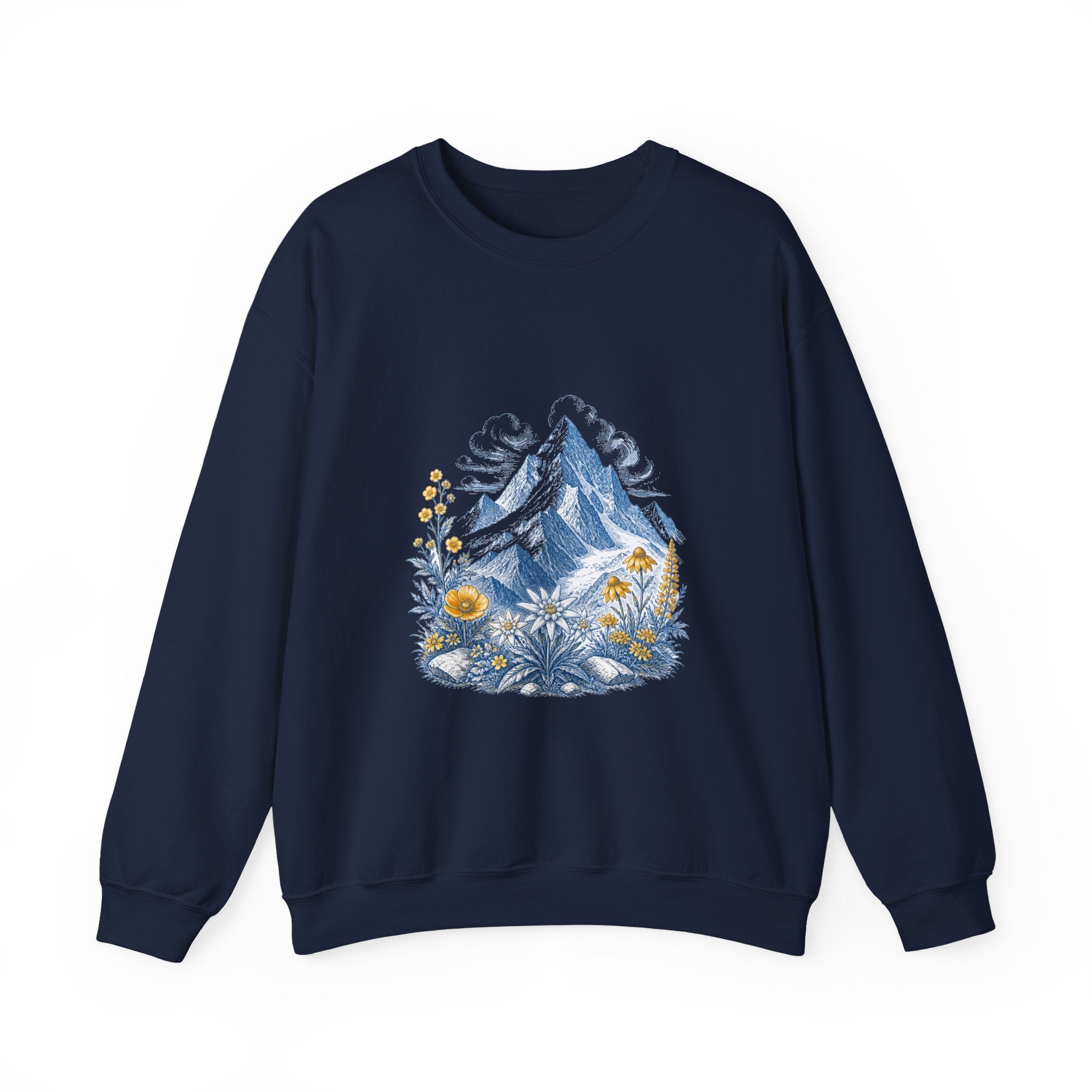 Matching Couple Sweatshirt - Mountain & Ocean Matching Couple Premium Fleece Sweatshirt Vintage Art His Hers Honeymoon Gift - Design A