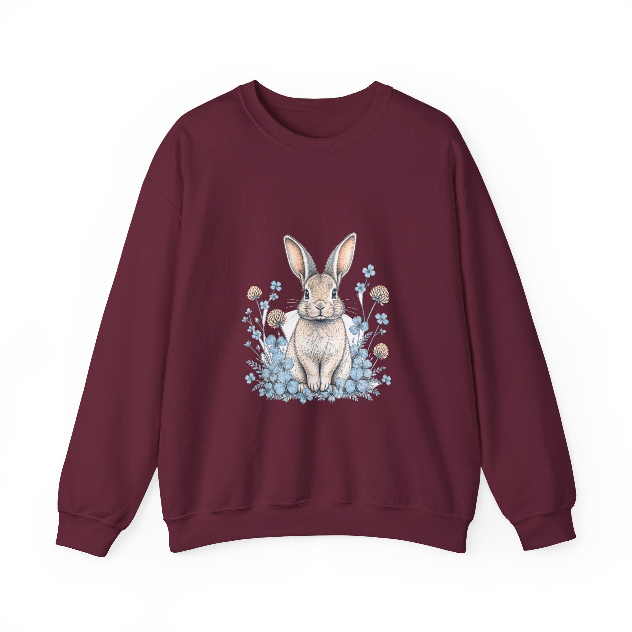 Matching Couple Sweatshirt - Fox & Rabbit Matching Couple Premium Fleece Sweatshirt Hand-Drawn Art His Hers Anniversary Gift - Design B