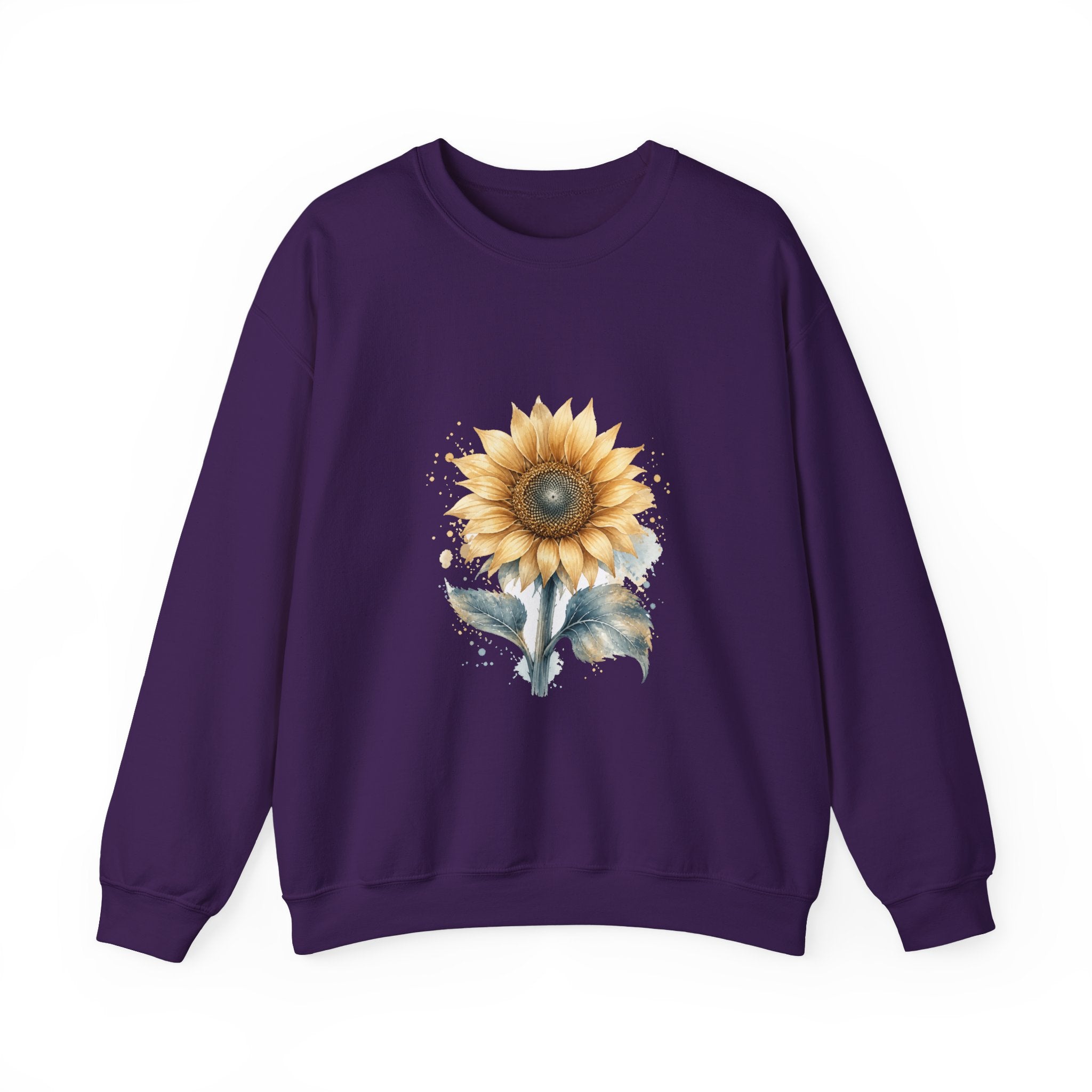 Matching Couple Sweatshirt - Sunflower & Moonflower Matching Couple Comfort Colors Crew Watercolor Art His Hers Birthday Gift - Design A