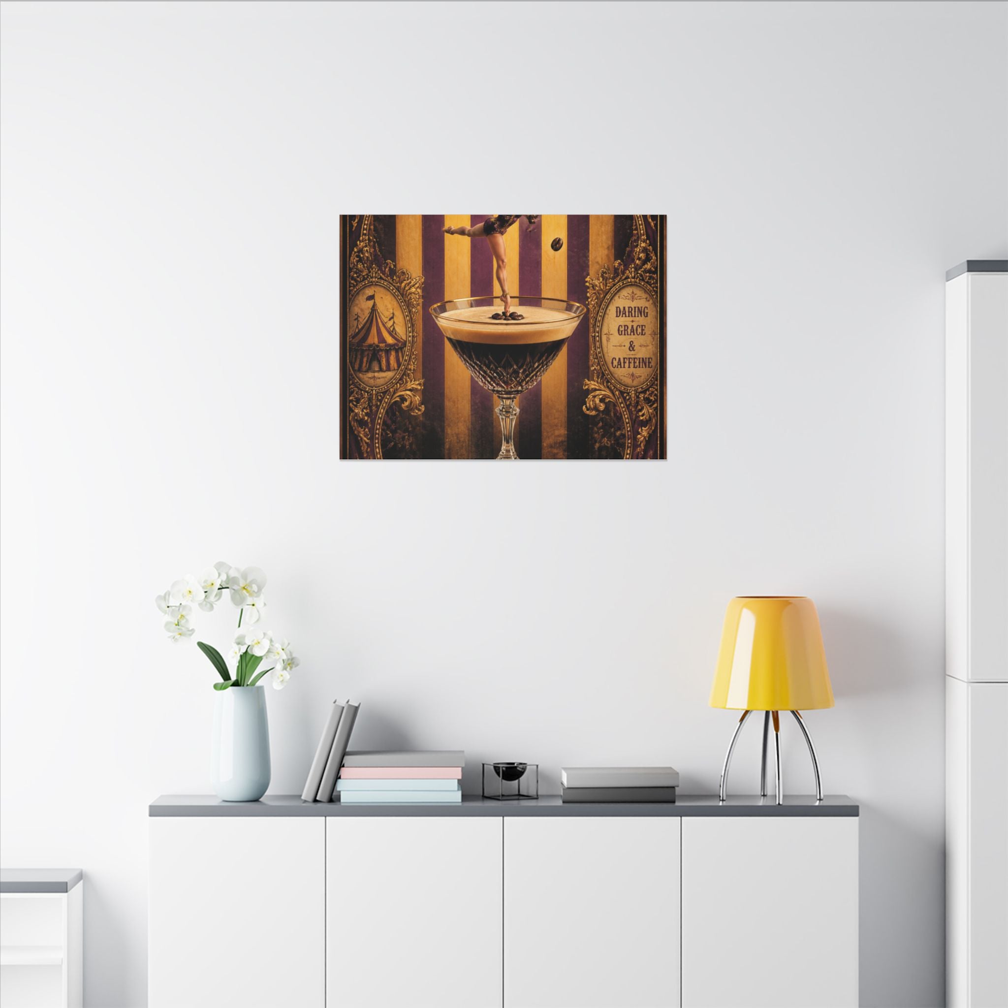 Espresso Martini Acrobat Wall Art Canvas 16×20 Baroque Home Office Decor Maximalist Print