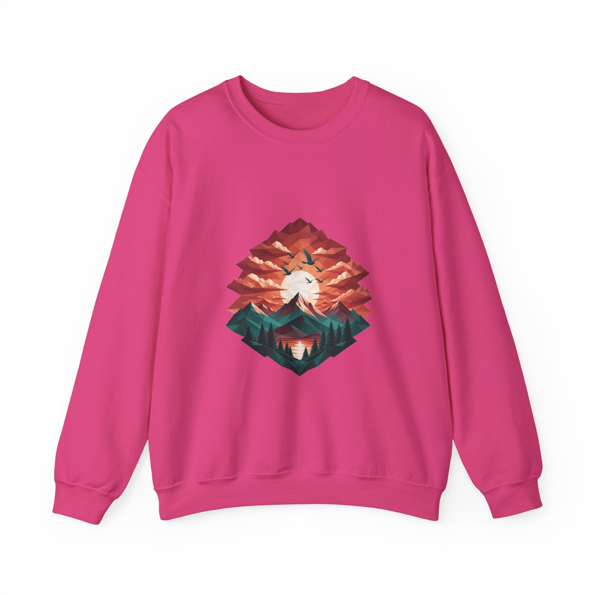 Matching Couple Sweatshirt - Sunrise & Sunset Matching Couple Premium Fleece Sweatshirt Geometric Art His Hers Love Gift - Design B