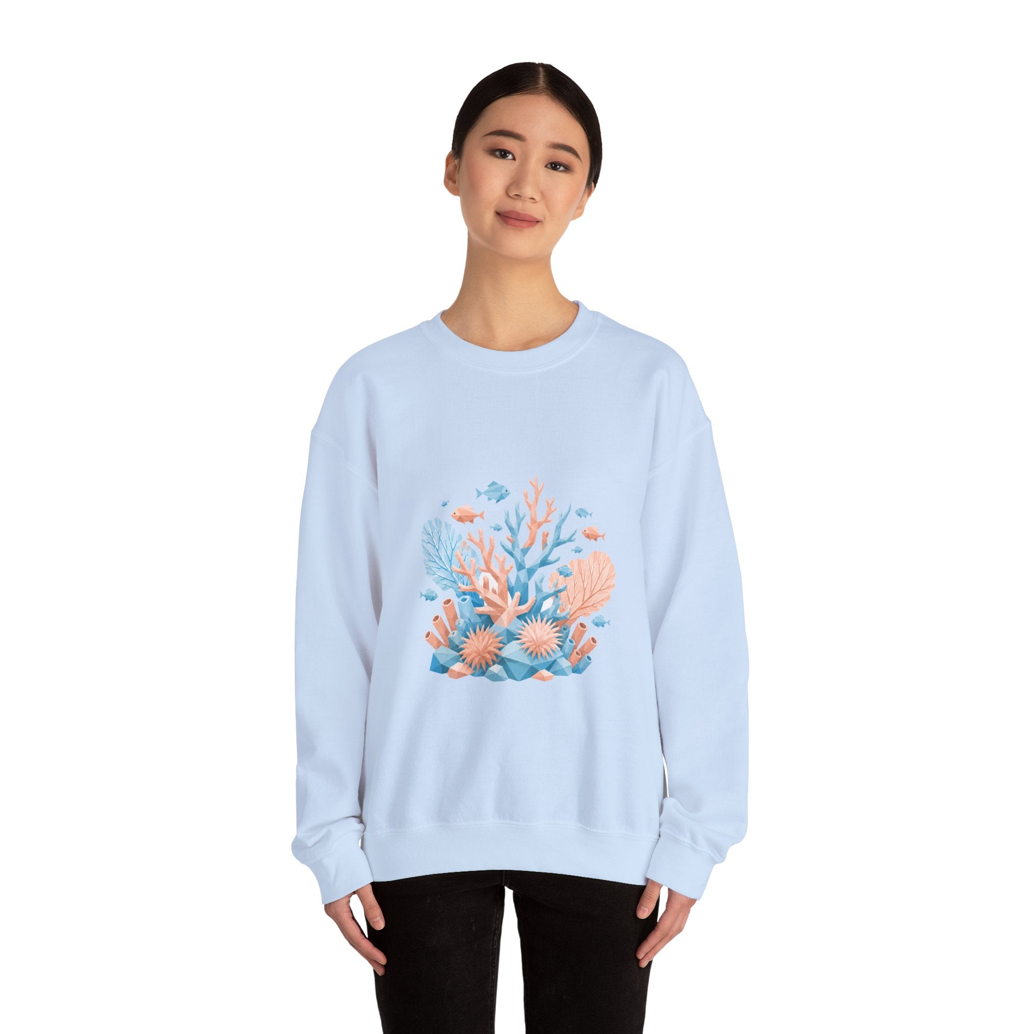 Matching Couple Sweatshirt - Coral Reef & Deep Sea Matching Couple Crewneck Sweatshirt Geometric Art His Hers Couple Gift - Design A