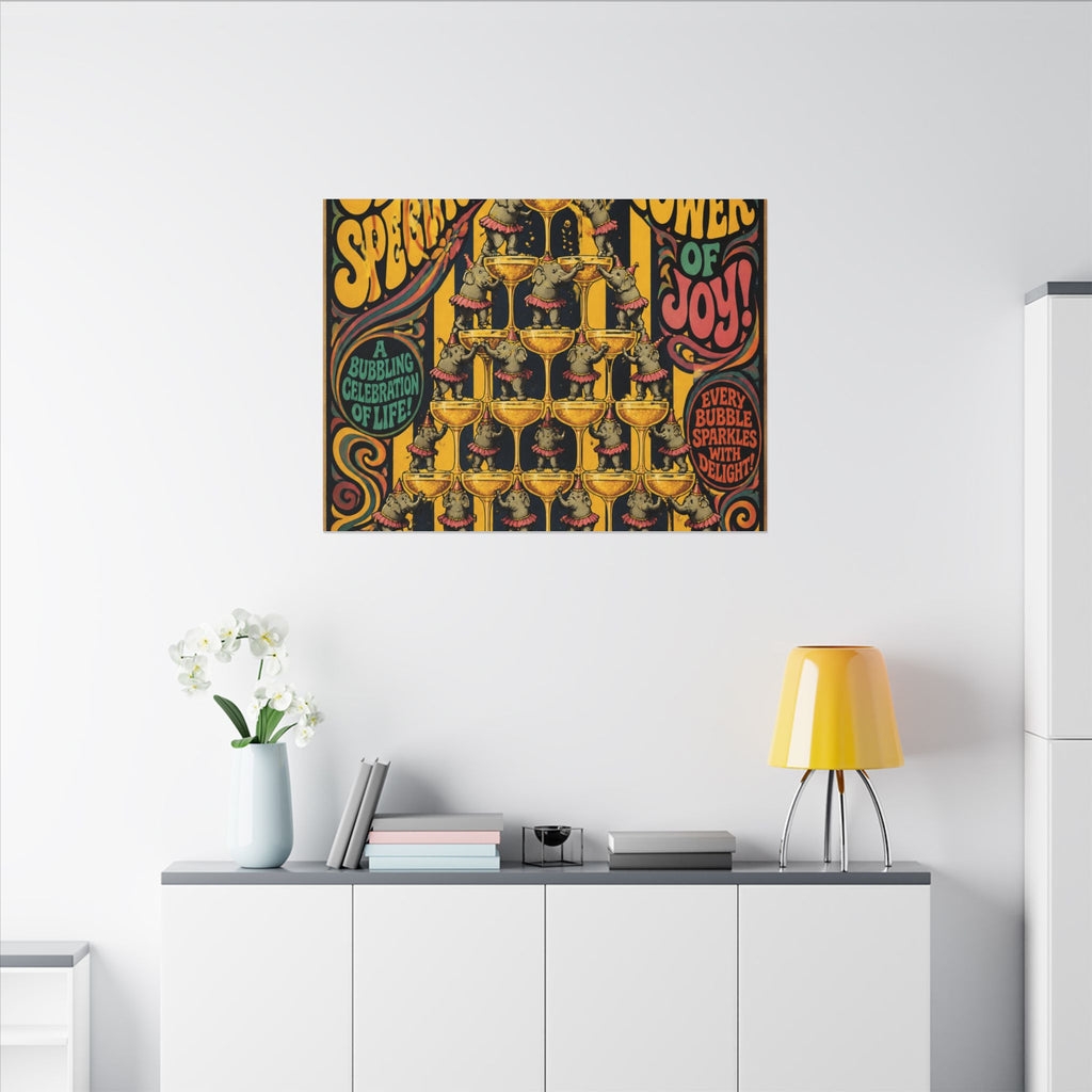 Champagne Tower Elephants Wall Art Canvas 24×36 Psychedelic Dining Room Decor Maximalist Print
