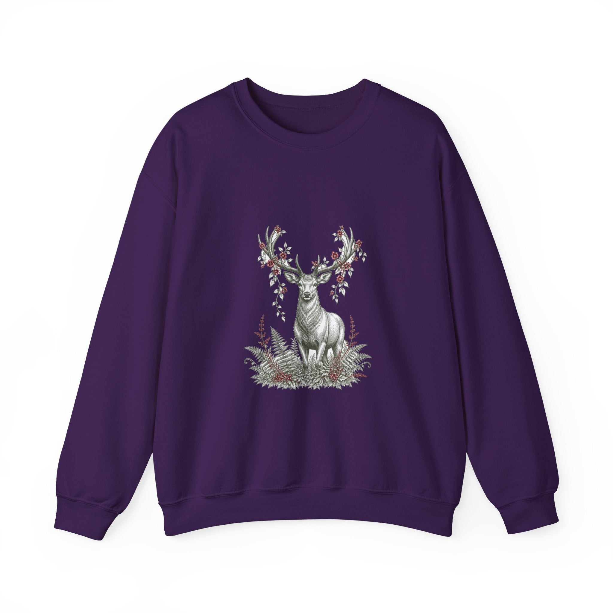 Matching Couple Sweatshirt - Bear & Deer Matching Couple Premium Fleece Sweatshirt Hand-Drawn Art His Hers Anniversary Gift - Design B