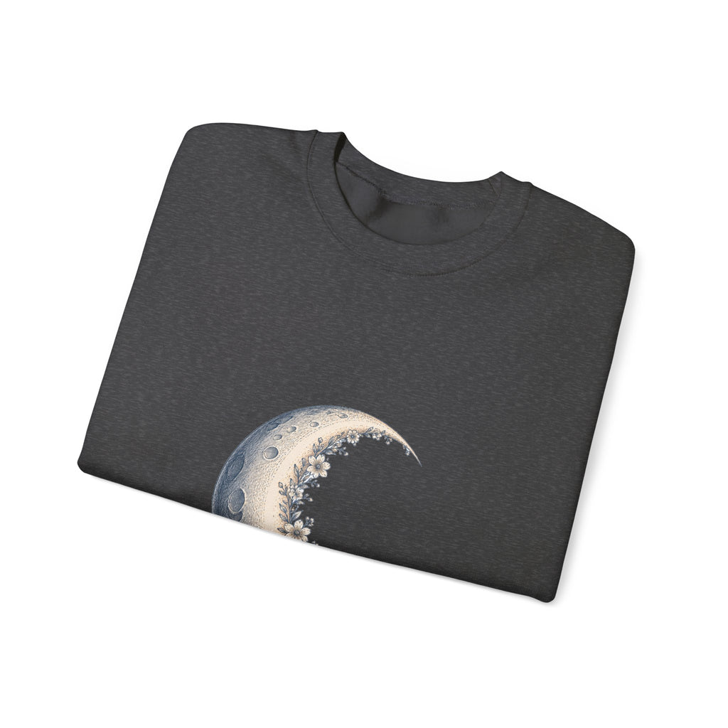 Matching Couple Sweatshirt - Waxing & Waning Moon Matching Couple Premium Fleece Sweatshirt Hand-Drawn Art His Hers Anniversary Gift - Design A