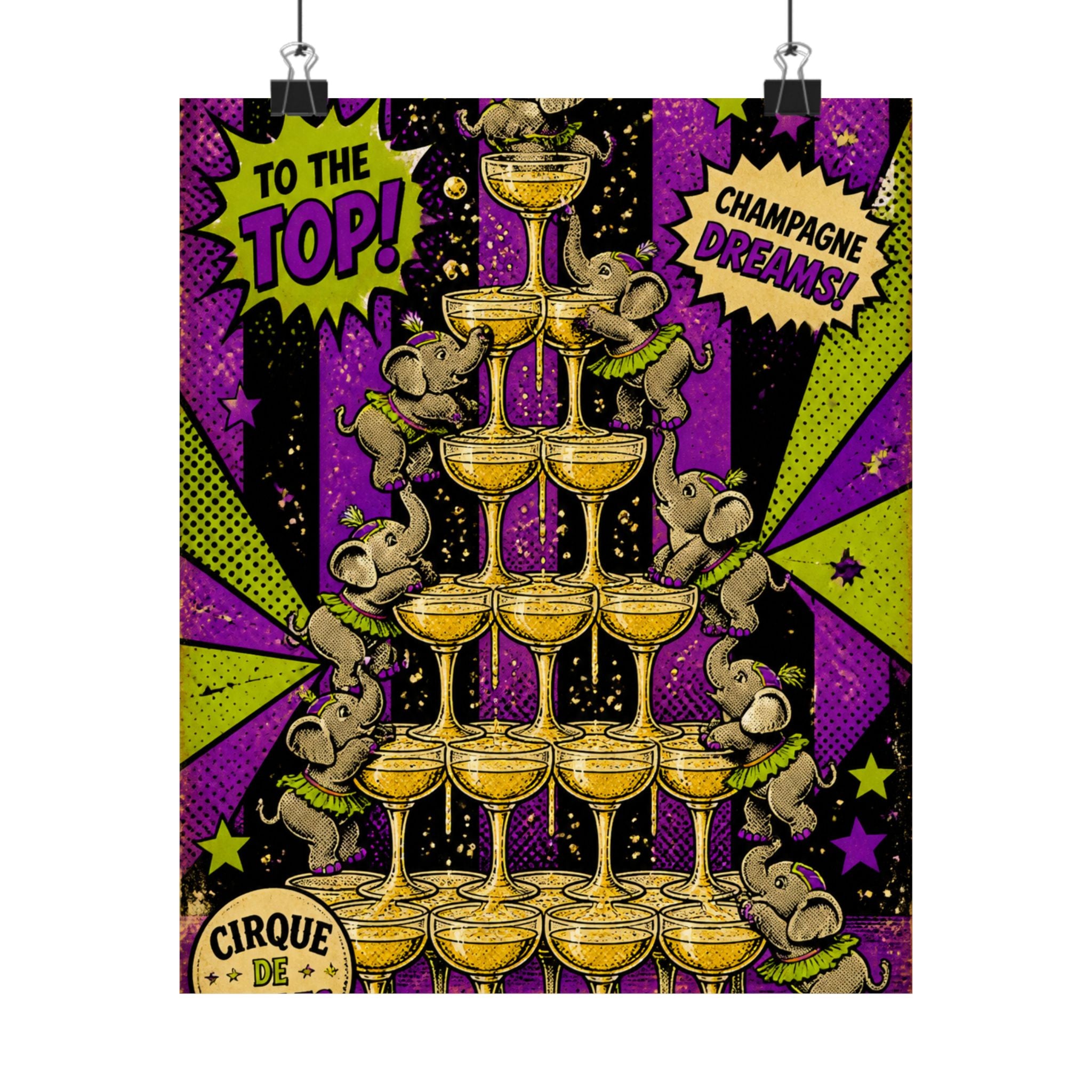 Champagne Tower Elephants Wall Art Poster 18×24 Pop Art Living Room Decor Maximalist Print