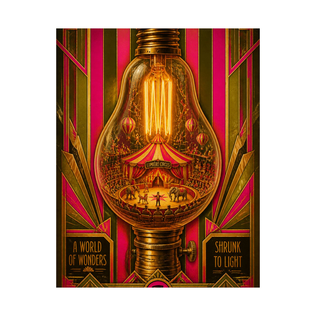 Light Bulb Circus Wall Art Poster 18×24 Art Deco Entryway Decor Maximalist Print