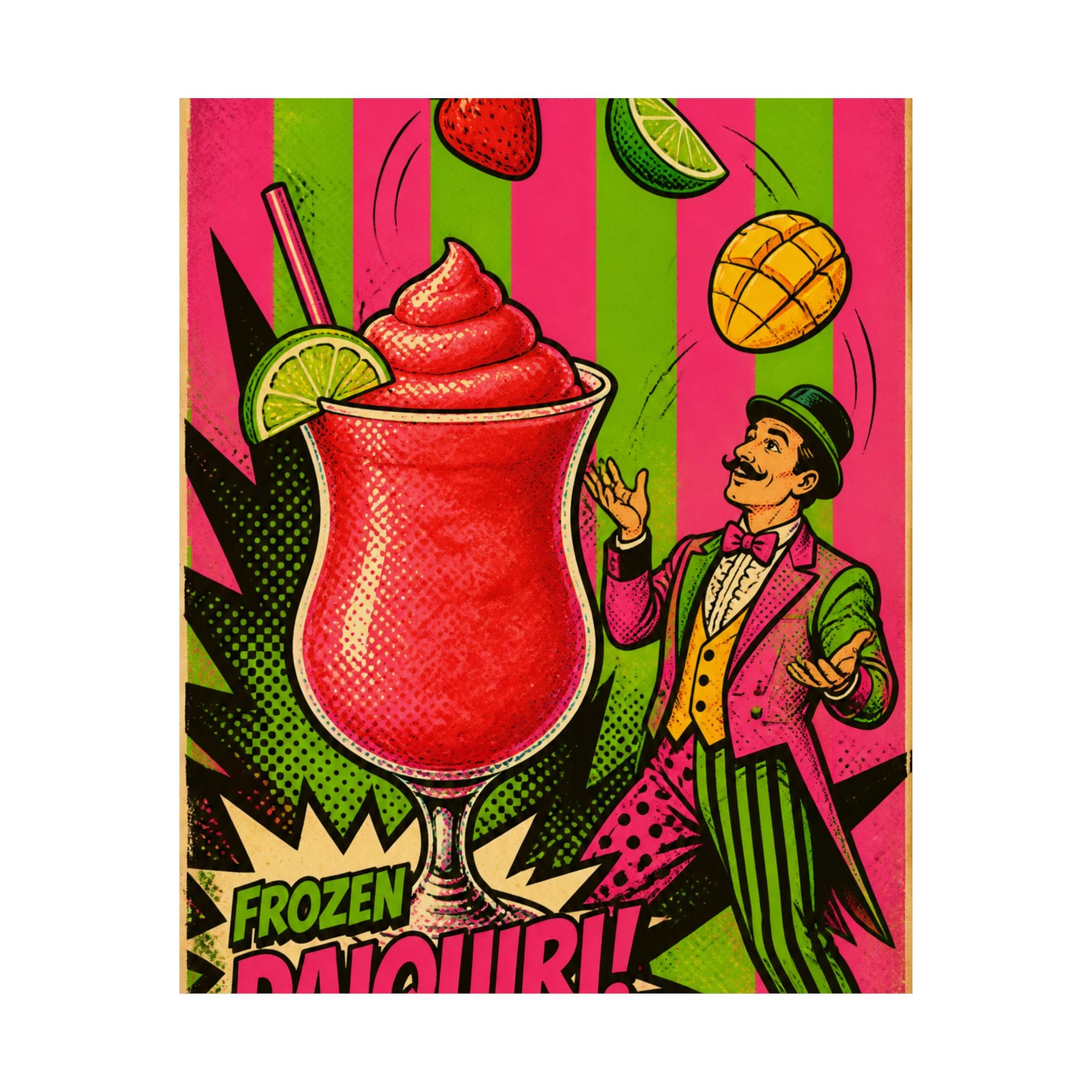 Daiquiri Fruit Juggler Wall Art Poster 18×24 Pop Art Living Room Decor Maximalist Print