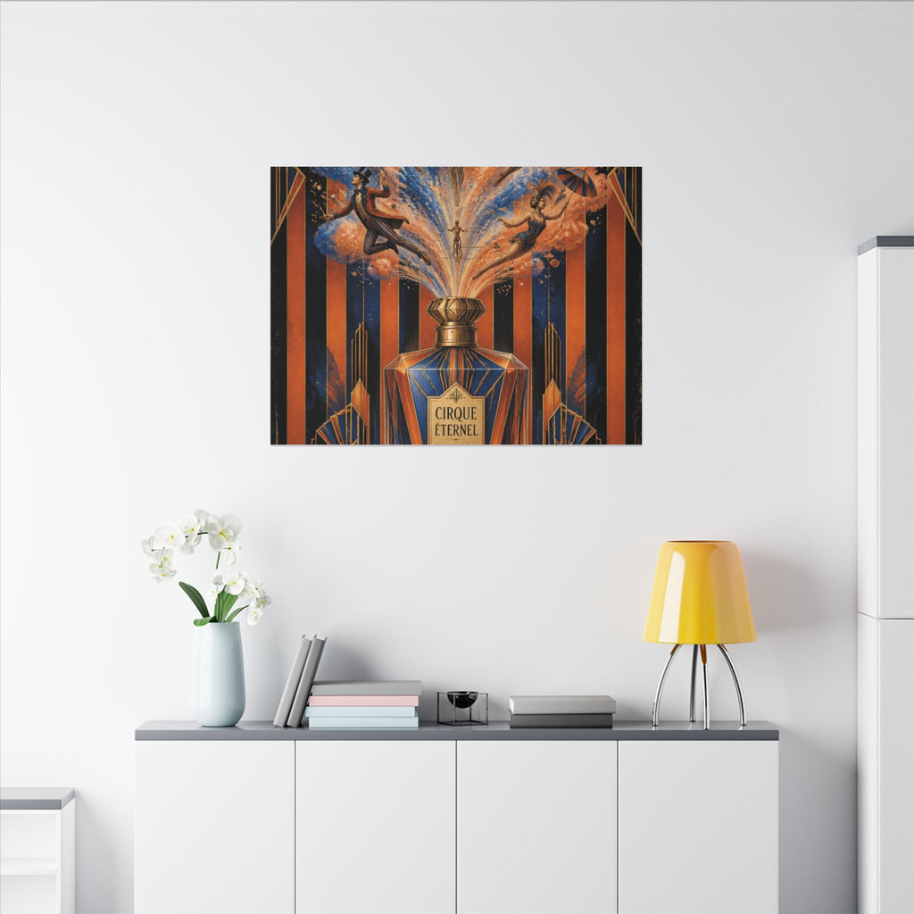 Perfume Bottle Fountain Wall Art Canvas 24×36 Art Deco Bar Area Decor Maximalist Print