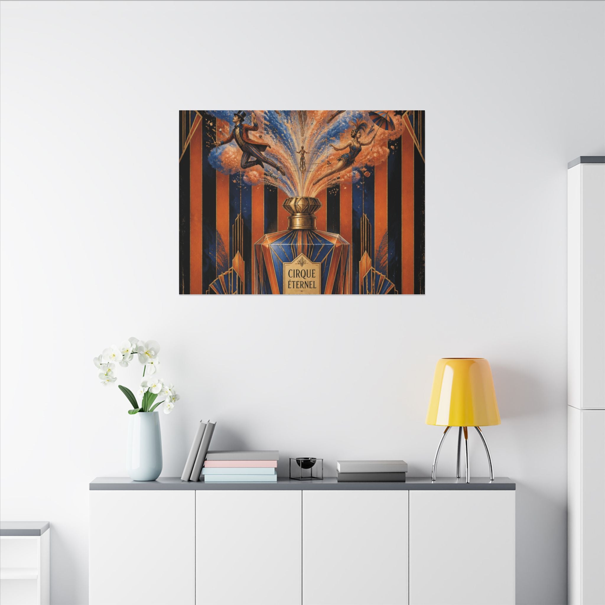 Perfume Bottle Fountain Wall Art Canvas 24×36 Art Deco Bar Area Decor Maximalist Print