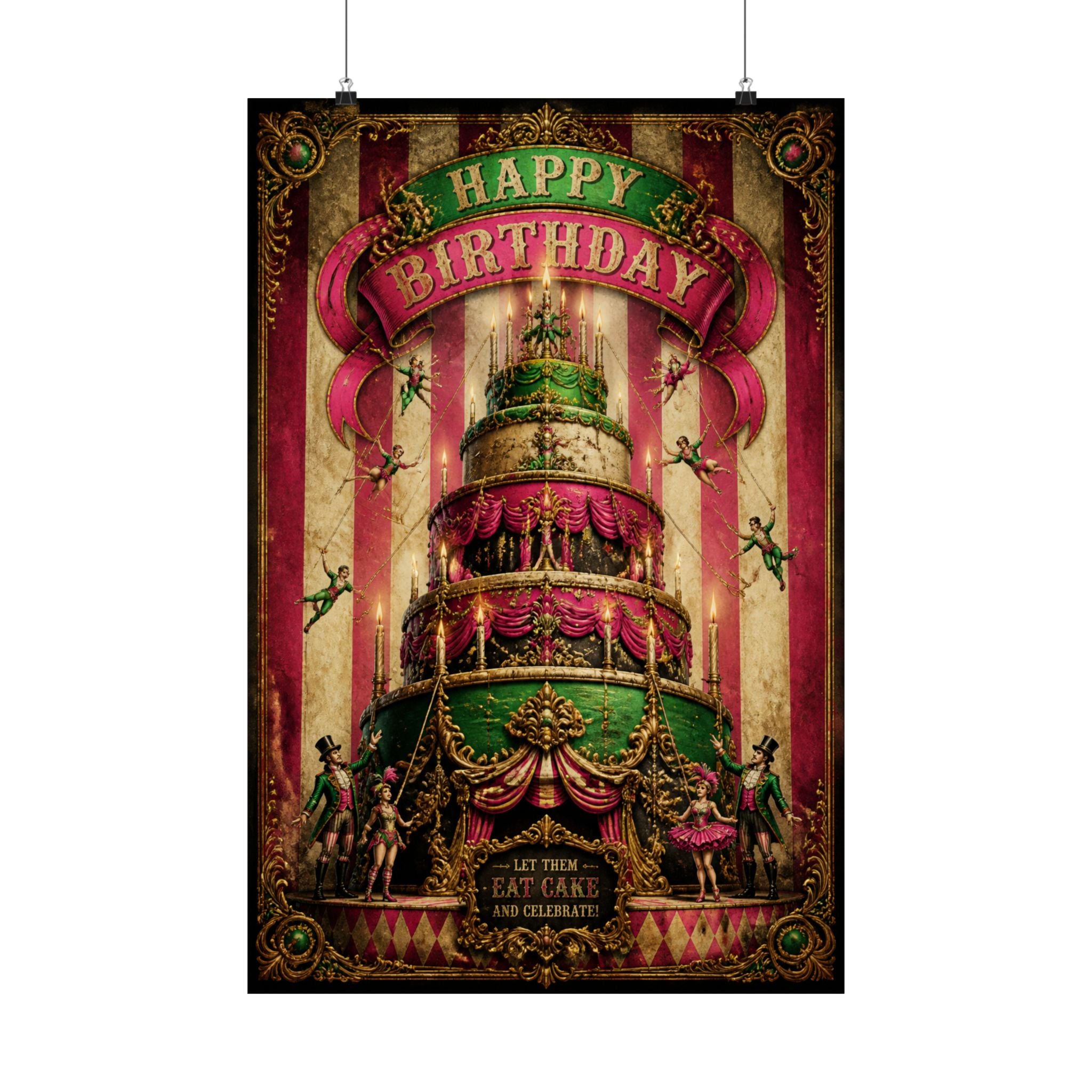 Birthday Cake Trapeze Wall Art Poster 18×24 Baroque Home Office Decor Maximalist Print