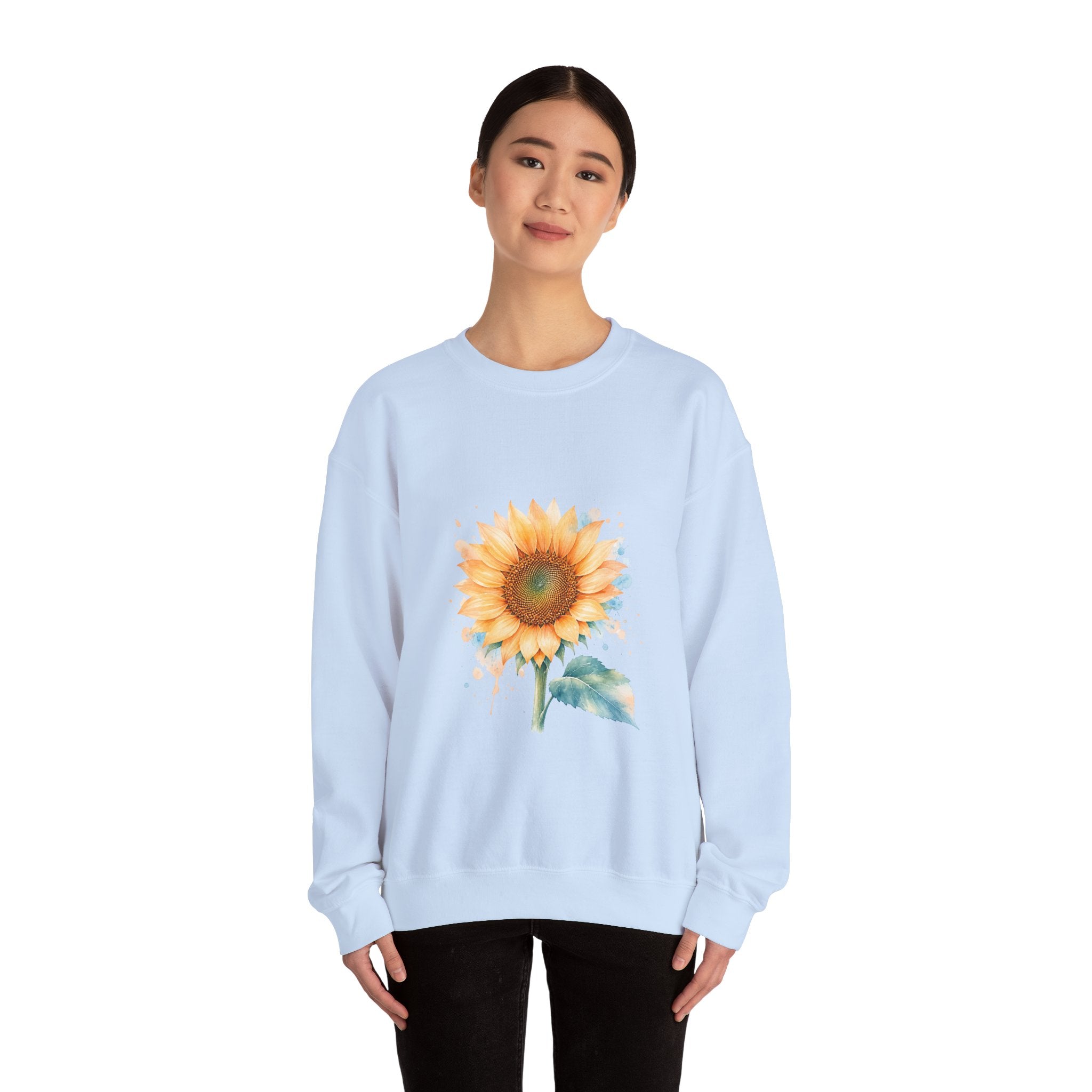 Matching Couple Sweatshirt - Sunflower & Moonflower Matching Couple Crewneck Sweatshirt Watercolor Art His Hers Engagement Gift - Design A