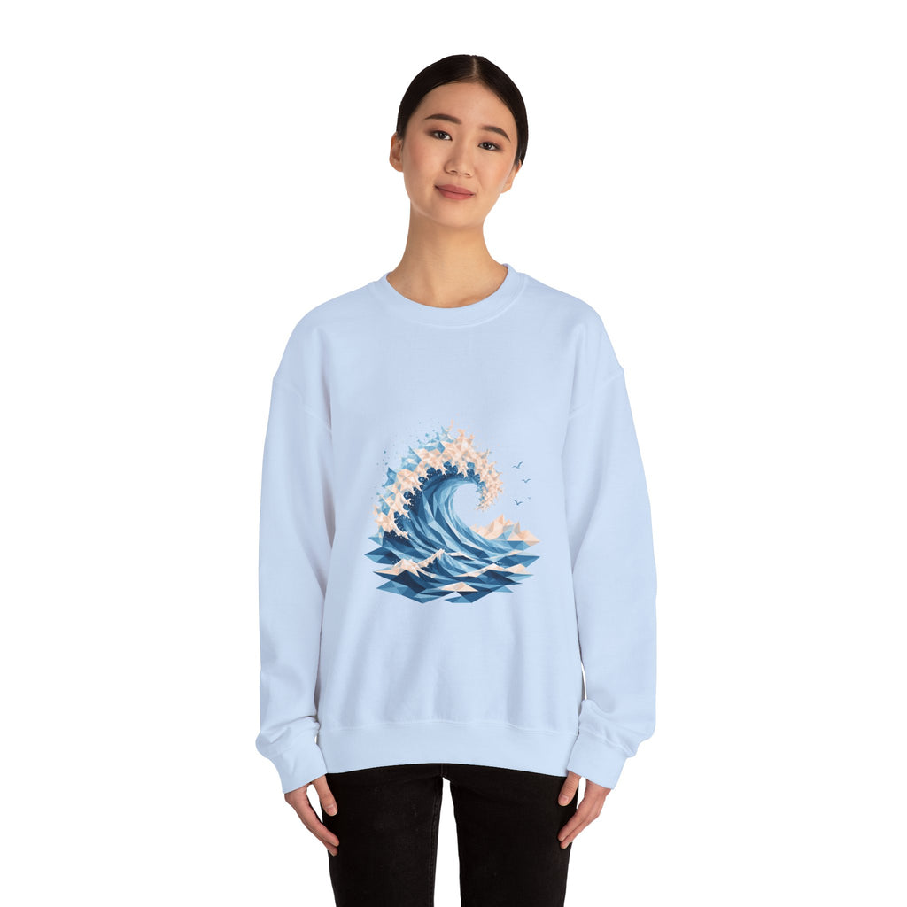 Matching Couple Sweatshirt - Mountain & Ocean Matching Couple Comfort Colors Crew Geometric Art His Hers Love Gift - Design B