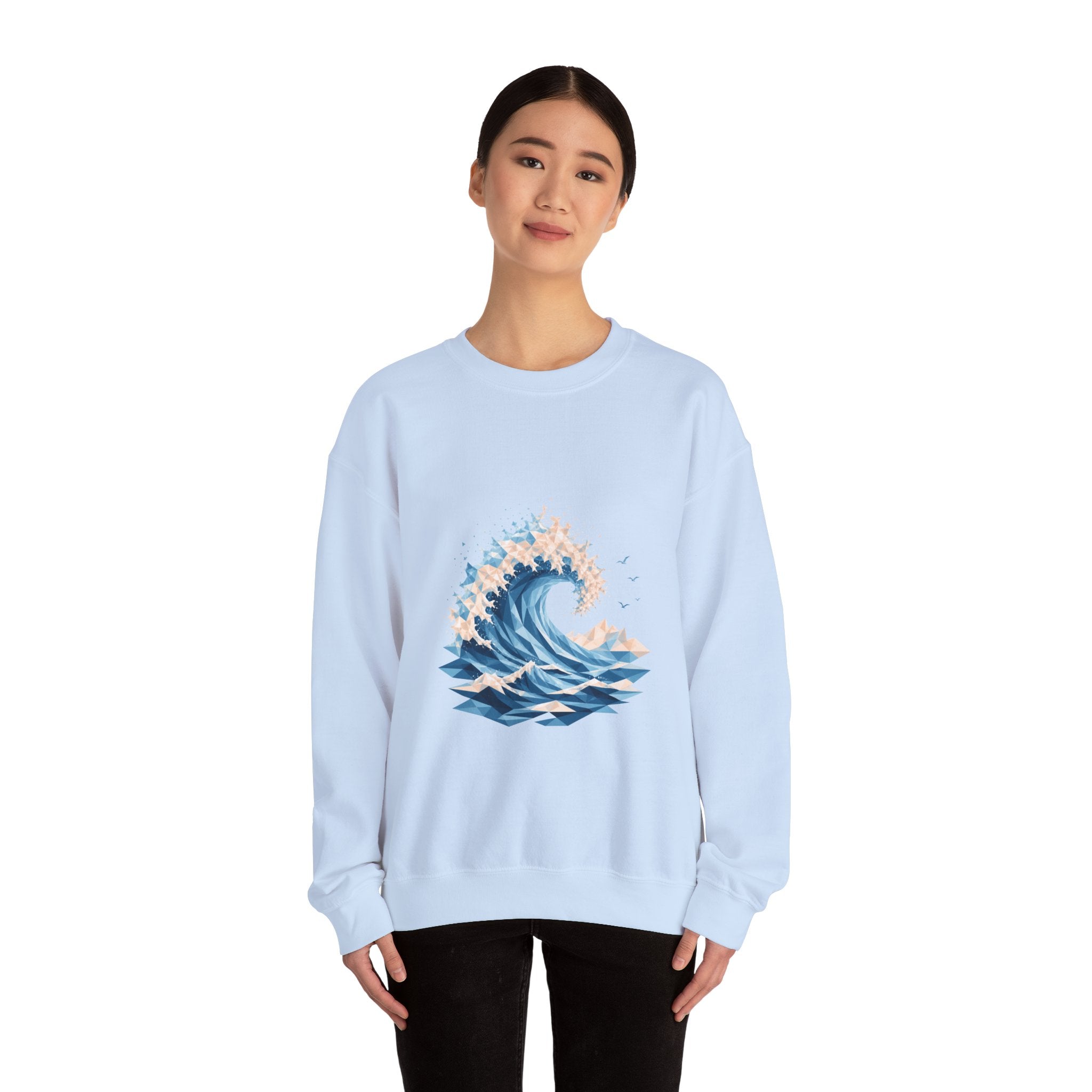 Matching Couple Sweatshirt - Mountain & Ocean Matching Couple Comfort Colors Crew Geometric Art His Hers Love Gift - Design B