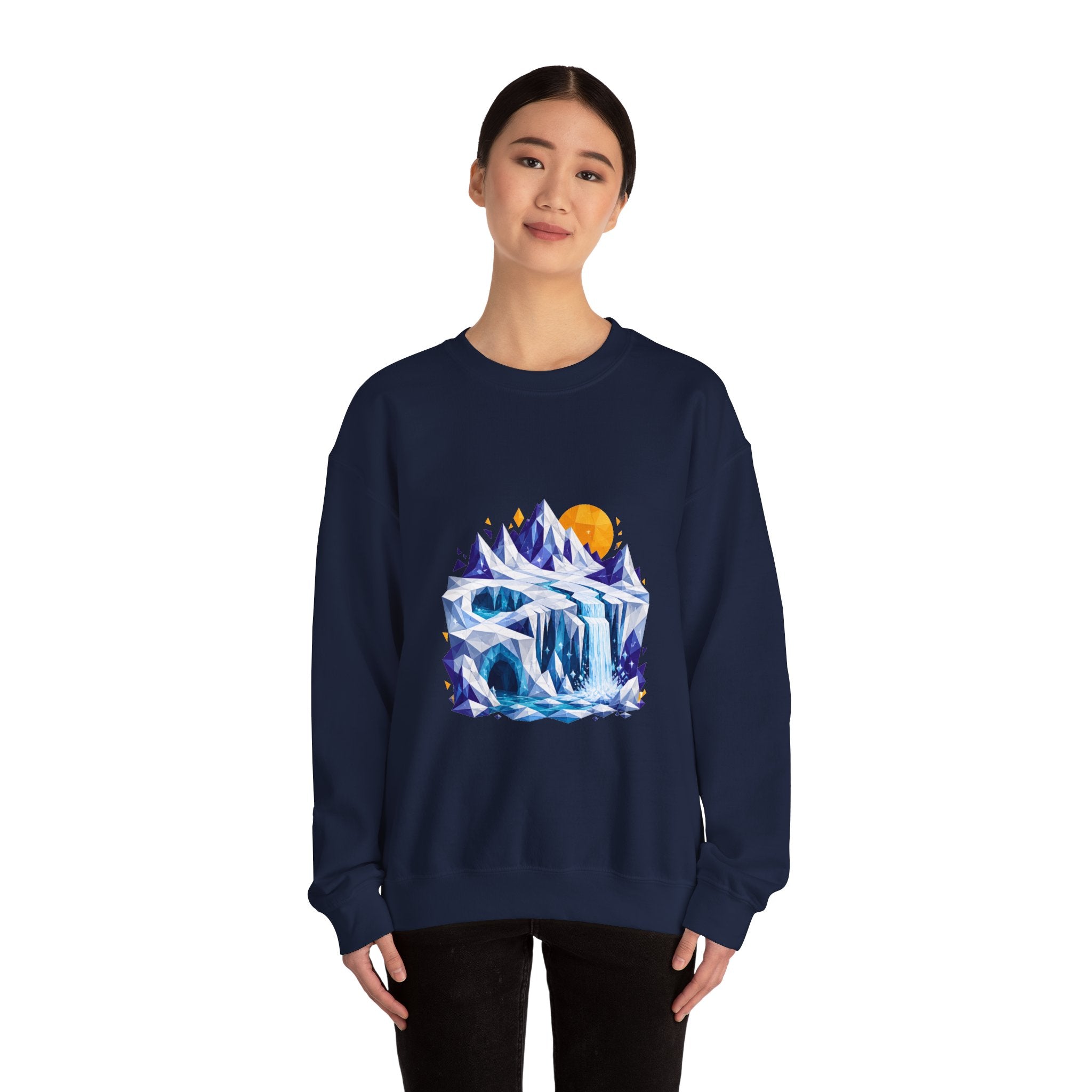 Matching Couple Sweatshirt - Volcano & Glacier Matching Couple Crewneck Sweatshirt Geometric Art His Hers Couple Gift - Design B