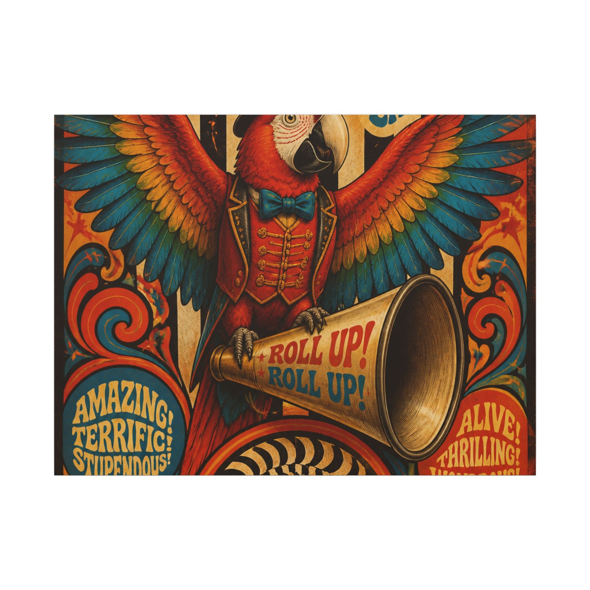 Parrot Ringmaster Wall Art Canvas 24×36 Psychedelic Dining Room Decor Maximalist Print