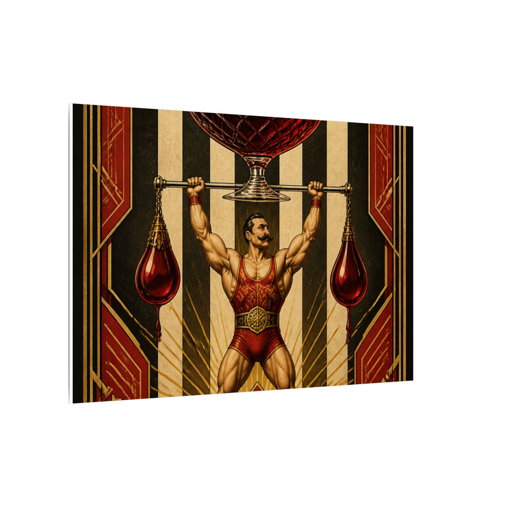 Wine Glass Strongman Wall Art Canvas 16×20 Art Deco Entryway Decor Maximalist Print
