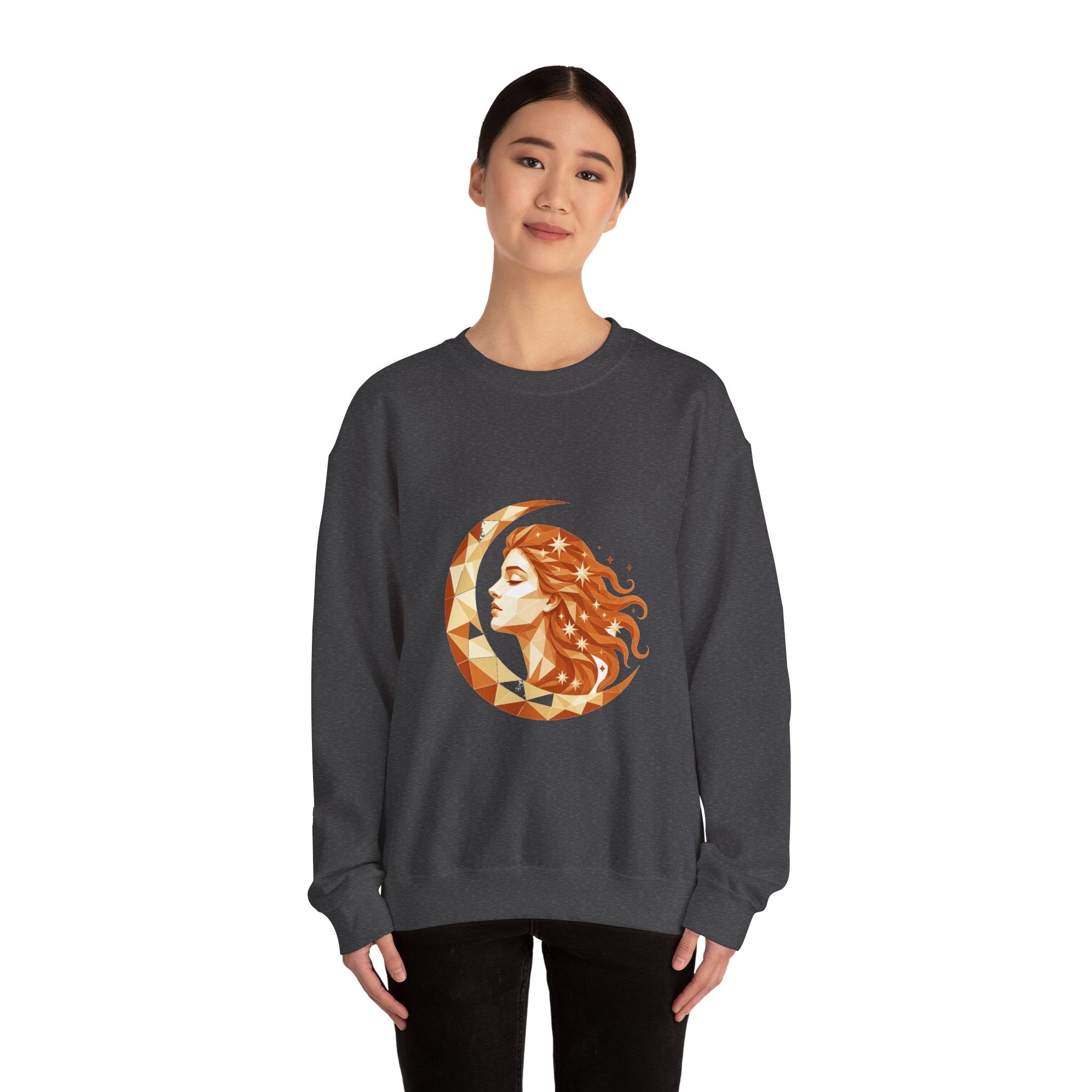 Matching Couple Sweatshirt - Helios & Selene Matching Couple Crewneck Sweatshirt Geometric Art His Hers Couple Gift - Design B