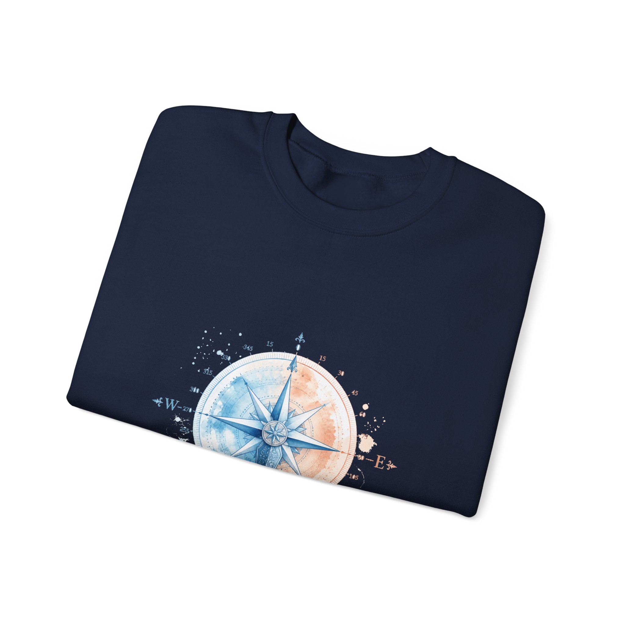 Matching Couple Sweatshirt - Compass North & South Matching Couple Premium Fleece Sweatshirt Watercolor Art His Hers Birthday Gift - Design B