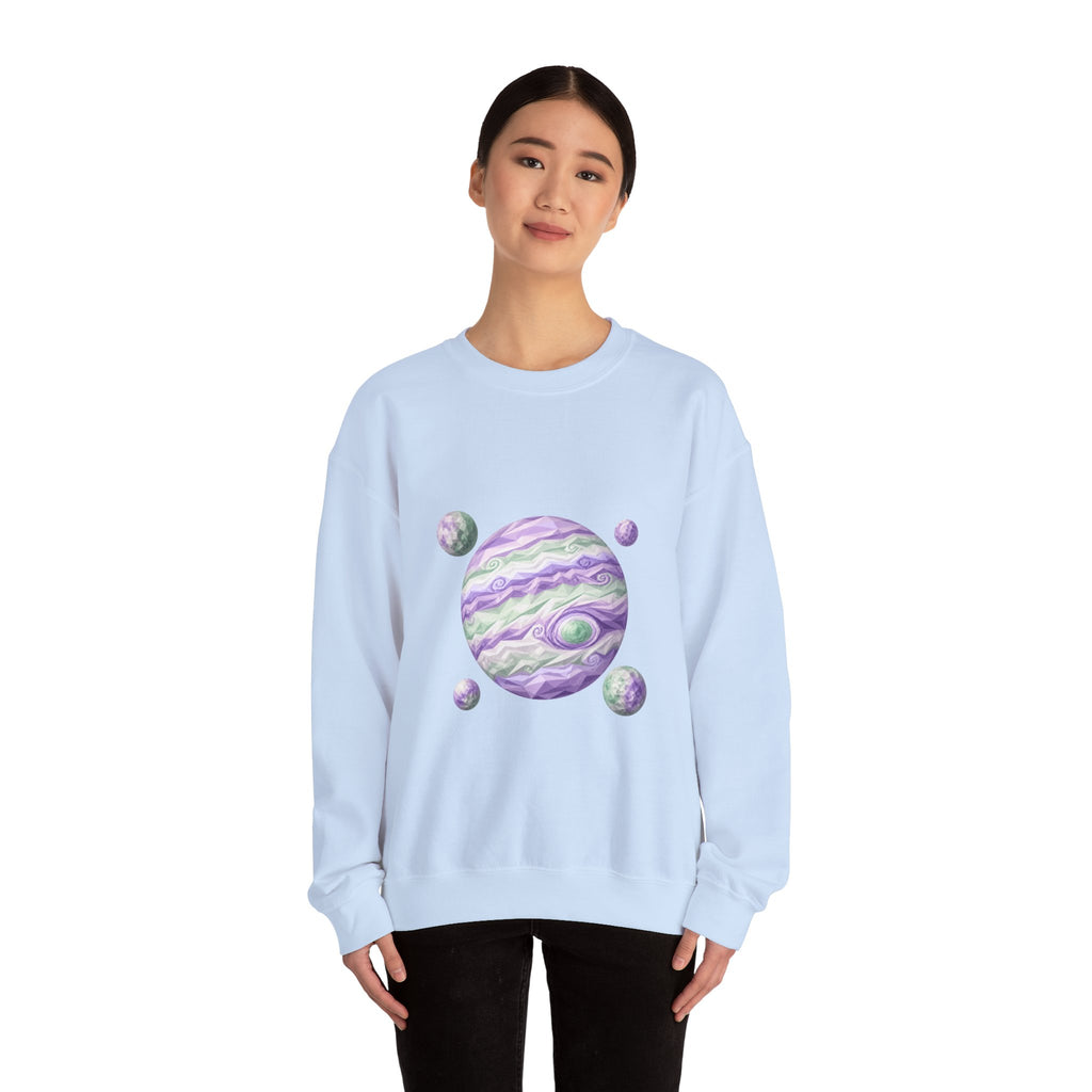Matching Couple Sweatshirt - Saturn & Jupiter Matching Couple Crewneck Sweatshirt Geometric Art His Hers Couple Gift - Design B