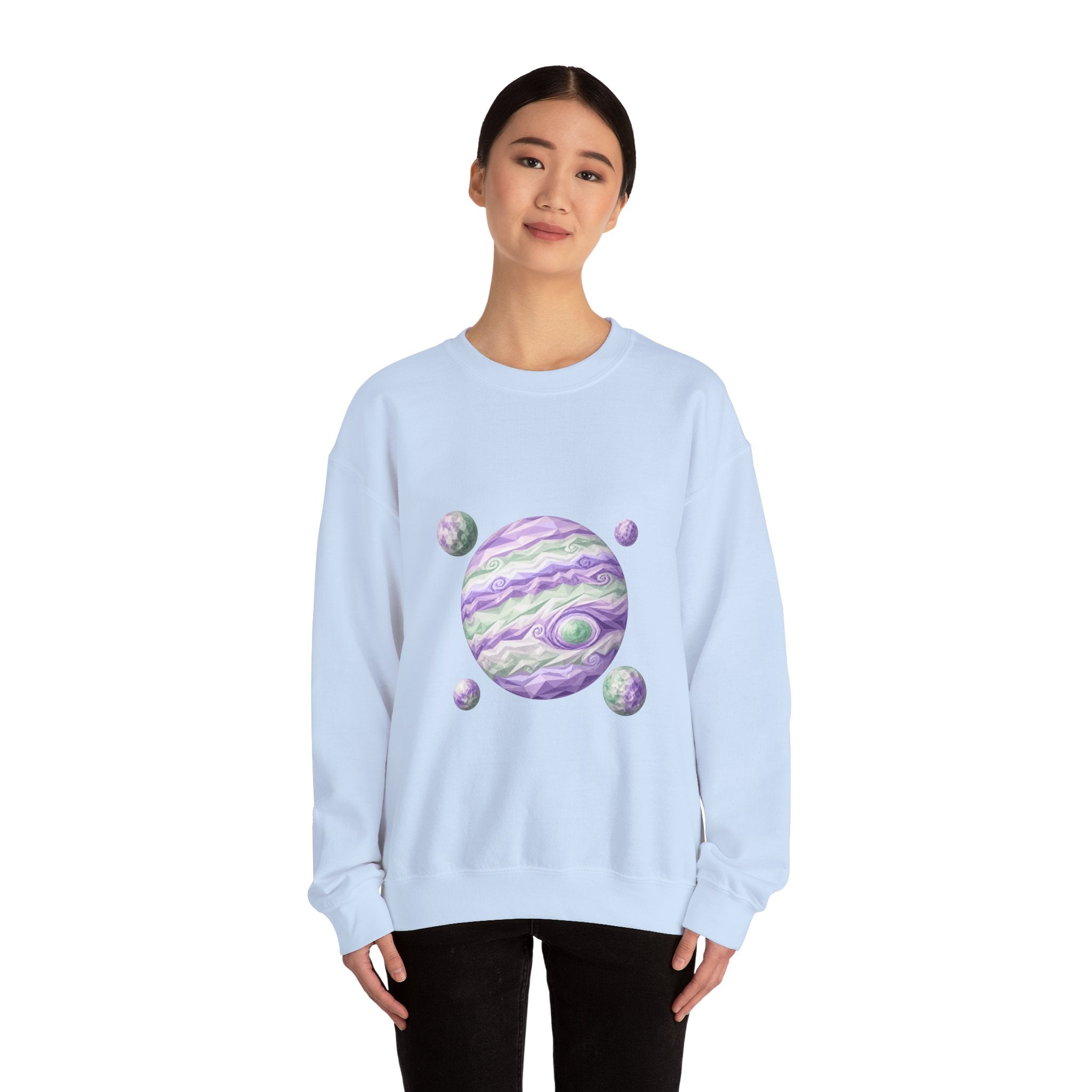Matching Couple Sweatshirt - Saturn & Jupiter Matching Couple Crewneck Sweatshirt Geometric Art His Hers Couple Gift - Design B