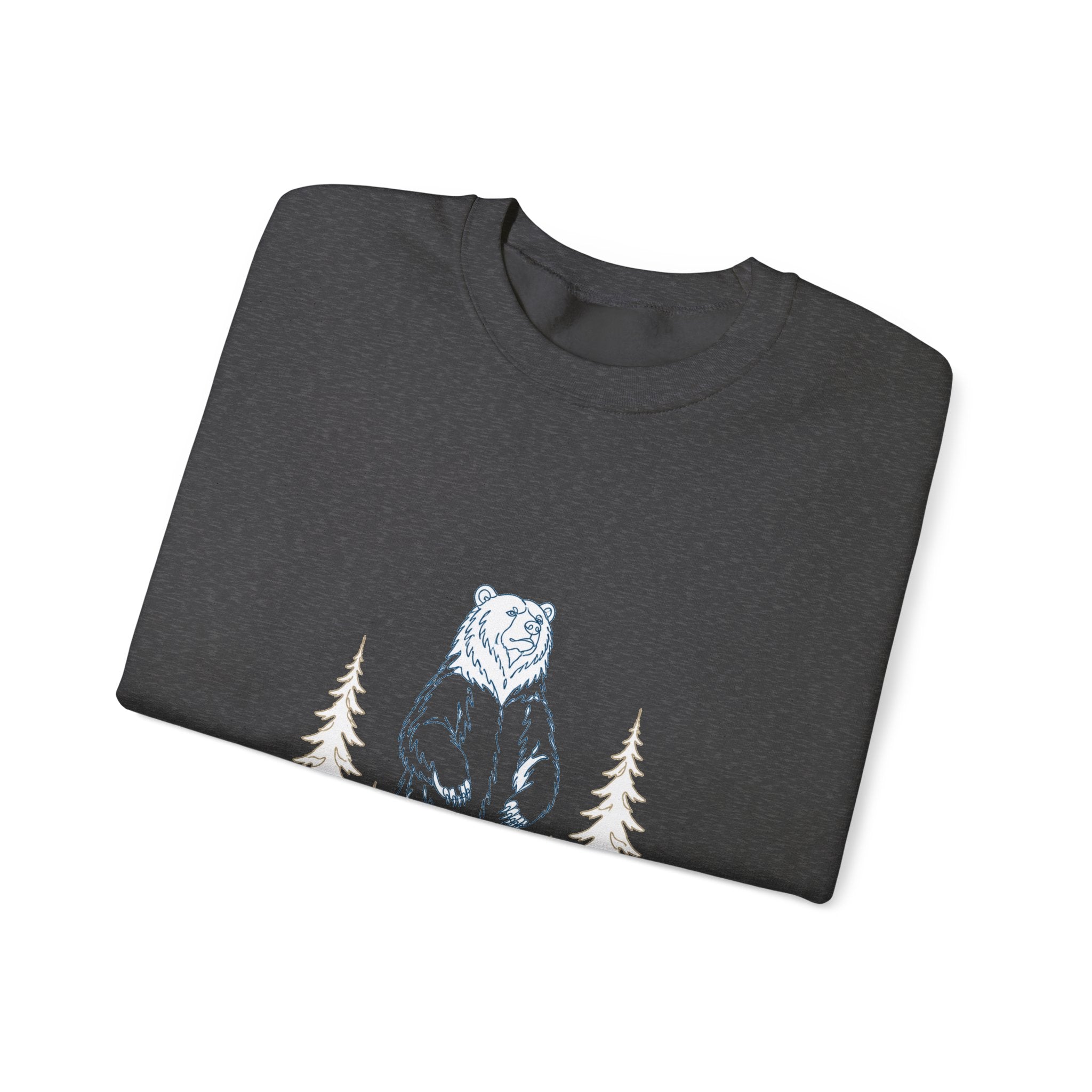 Matching Couple Sweatshirt - Bear & Deer Matching Couple Premium Fleece Sweatshirt Minimalist Art His Hers Christmas Gift - Design A
