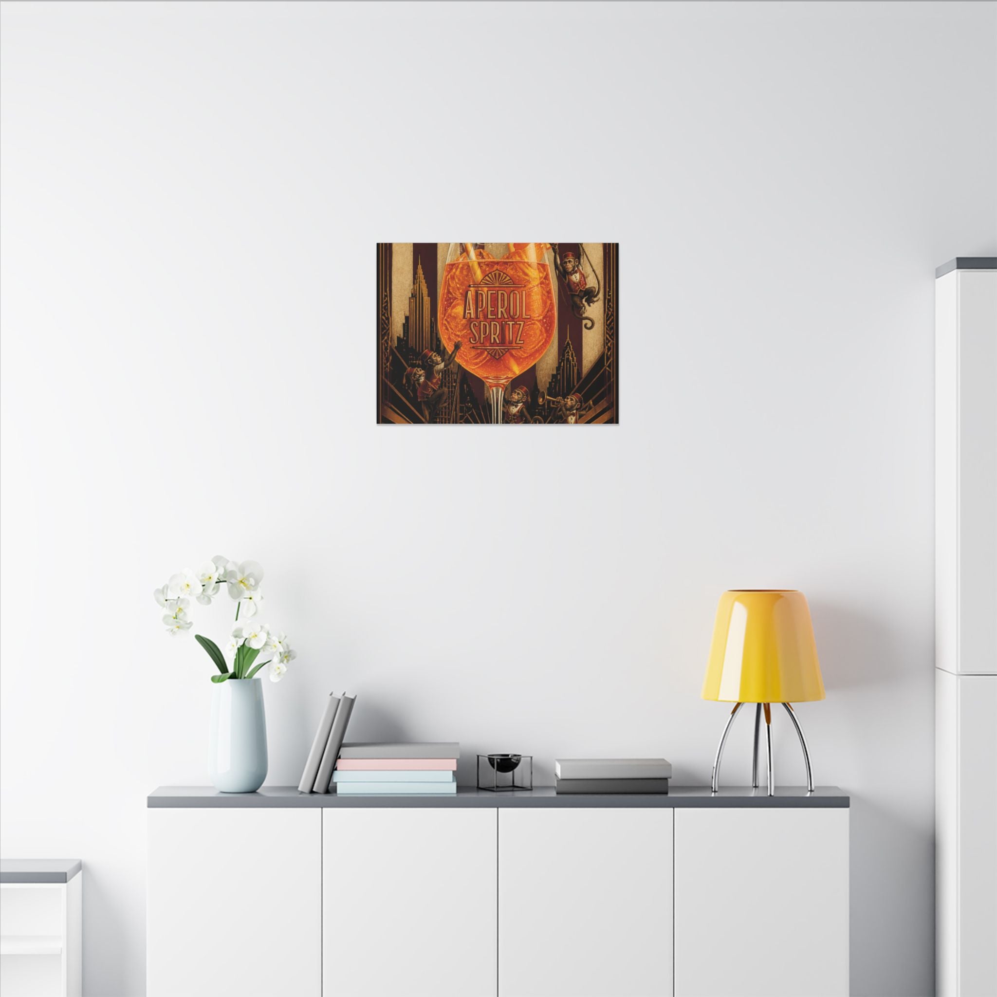 Aperol Spritz Monkeys Wall Art Canvas 24×36 Art Deco Bar Area Decor Maximalist Print