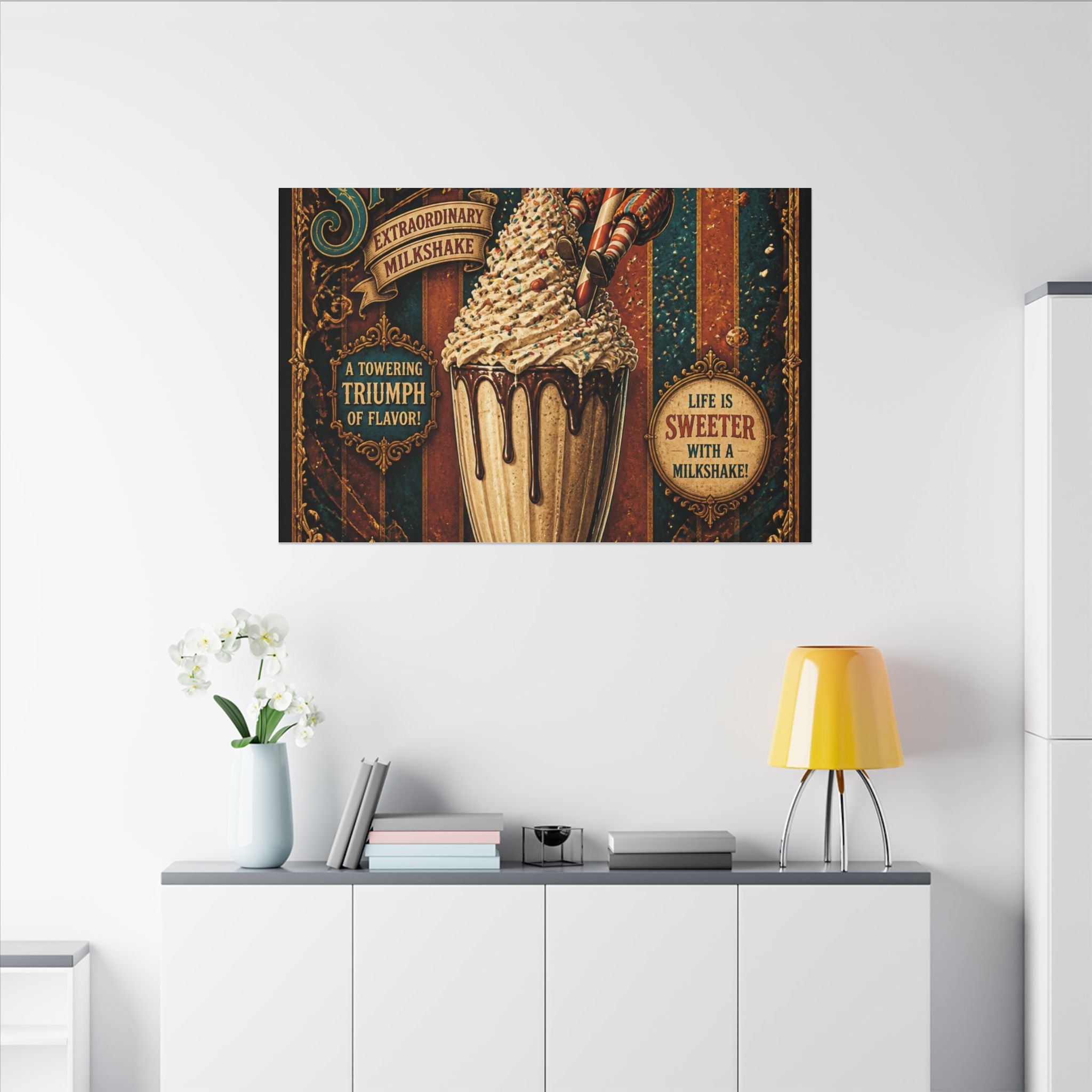 Milkshake Slide Clown Wall Art Canvas 24×36 Baroque Studio Decor Maximalist Print