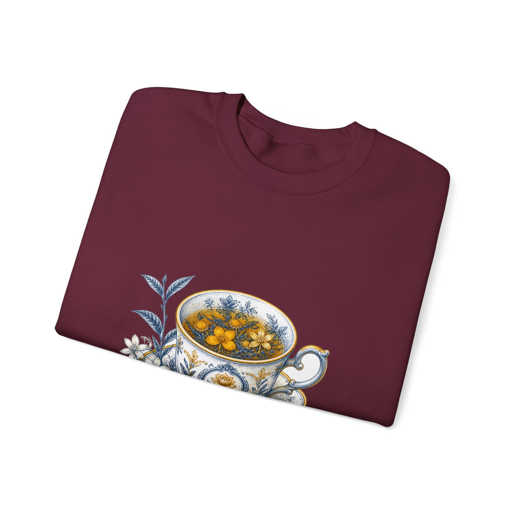 Matching Couple Sweatshirt - Coffee & Tea Matching Couple Crewneck Sweatshirt Vintage Art His Hers Wedding Gift - Design B