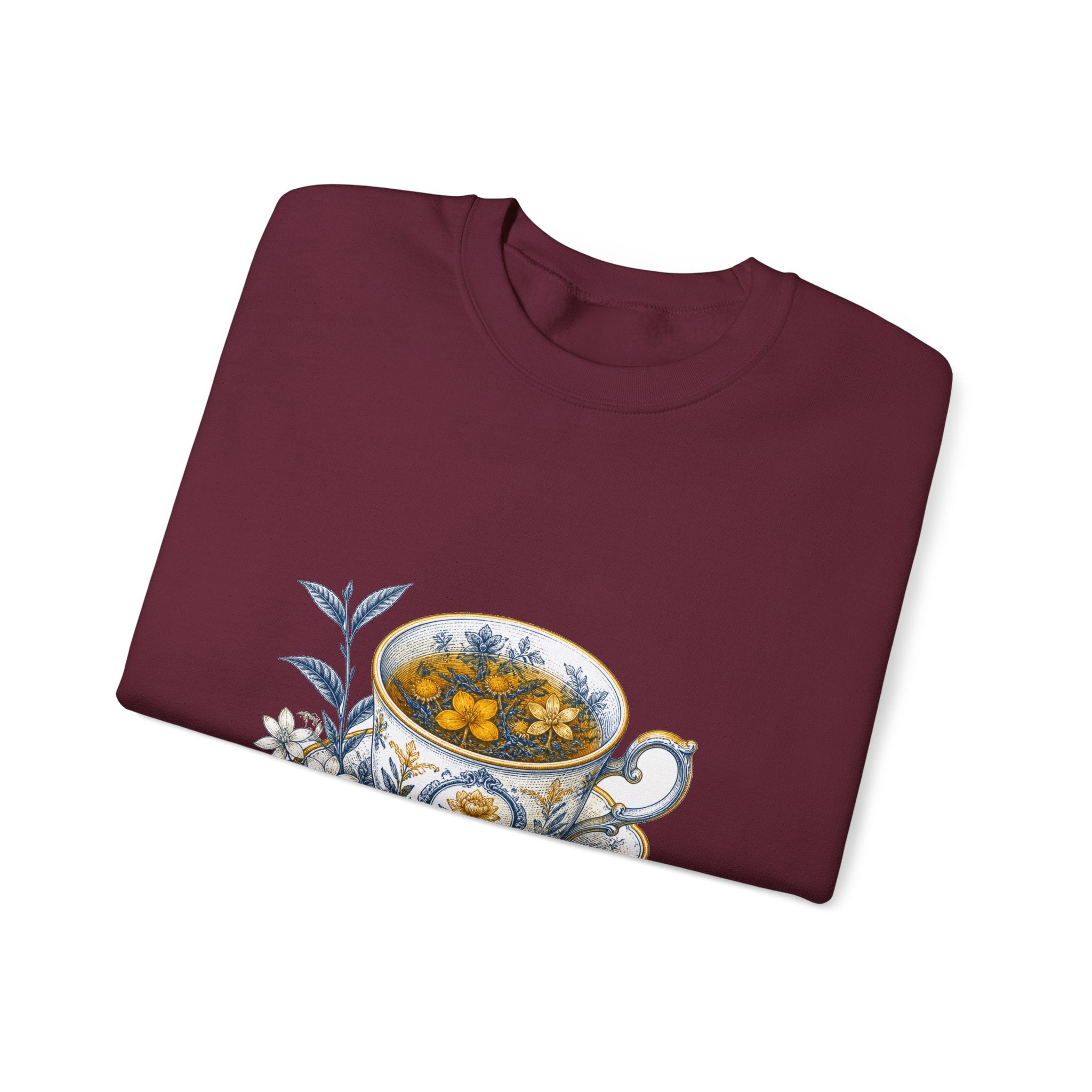 Matching Couple Sweatshirt - Coffee & Tea Matching Couple Crewneck Sweatshirt Vintage Art His Hers Wedding Gift - Design B