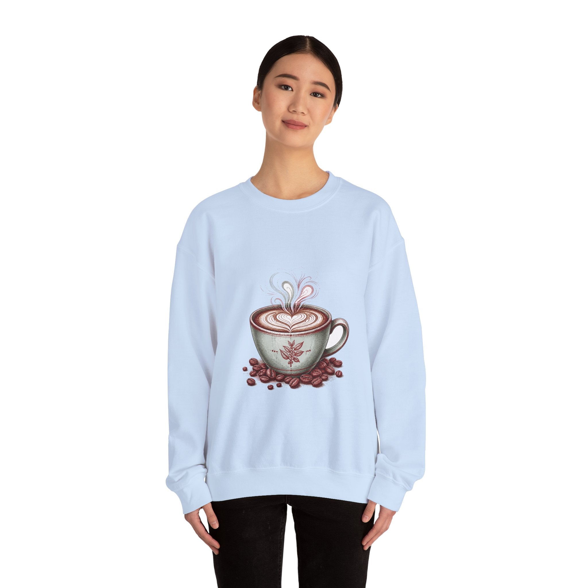 Matching Couple Sweatshirt - Coffee & Tea Matching Couple Premium Fleece Sweatshirt Hand-Drawn Art His Hers Anniversary Gift - Design A