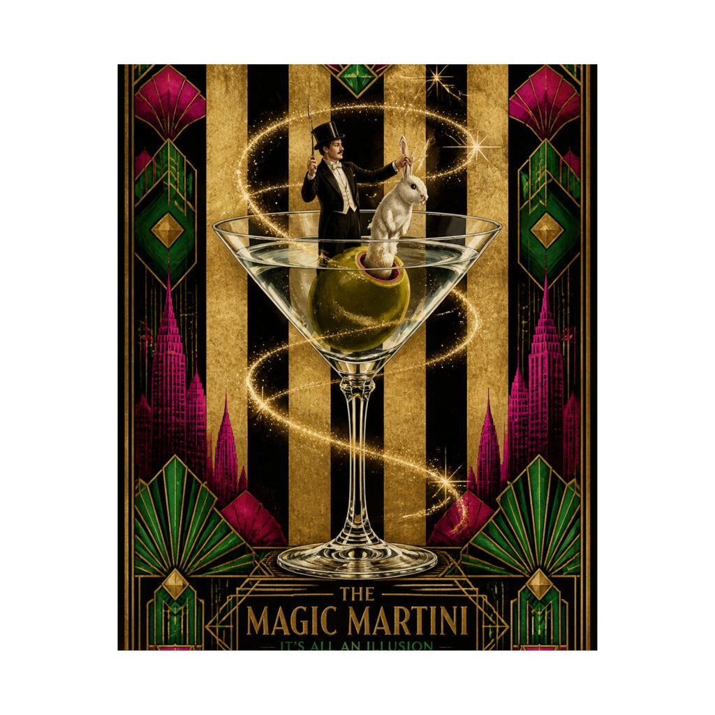 Martini Magician Wall Art Poster 18×24 Art Deco Entryway Decor Maximalist Print
