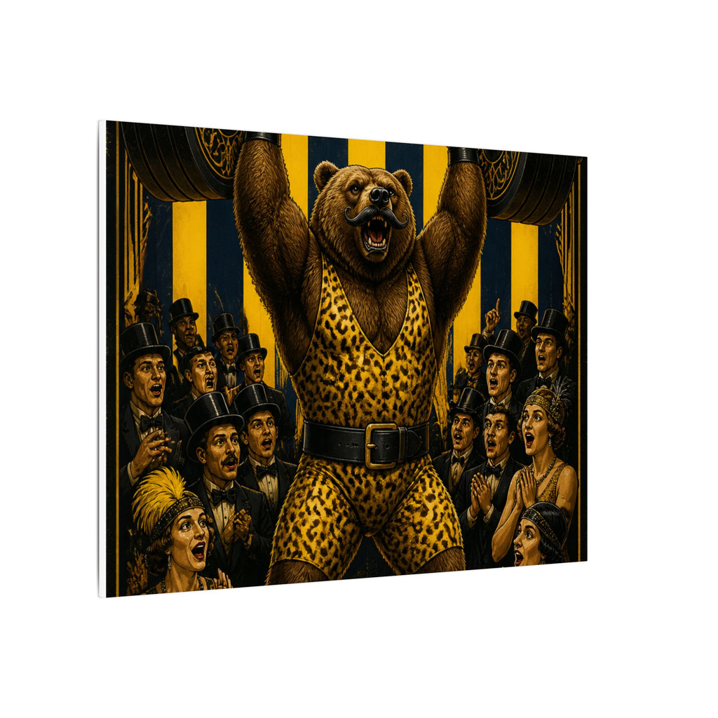 Strongman Bear Wall Art Canvas 16×20 Art Deco Entryway Decor Maximalist Print