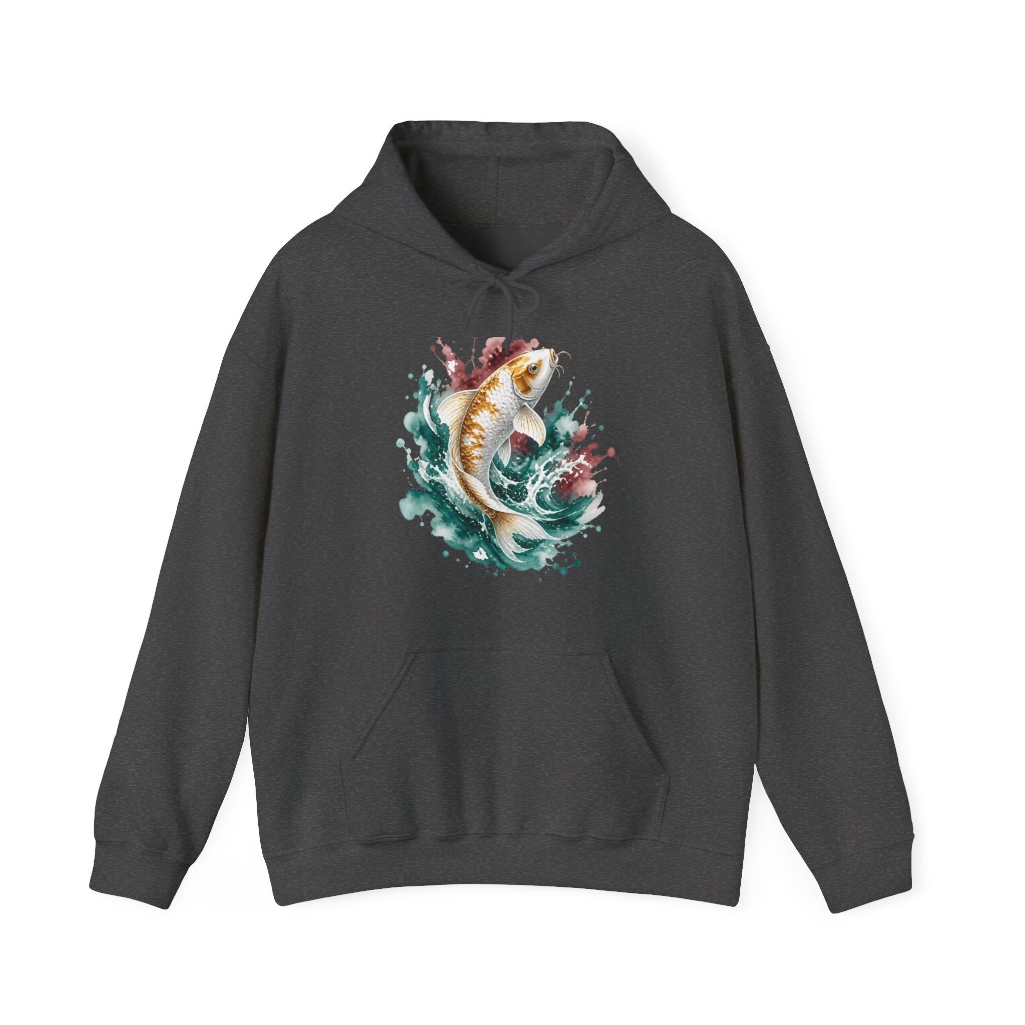 Matching Couple Sweatshirt - Koi Fish Yin Yang Matching Couple Hooded Sweatshirt Watercolor Art His Hers Engagement Gift - Design A