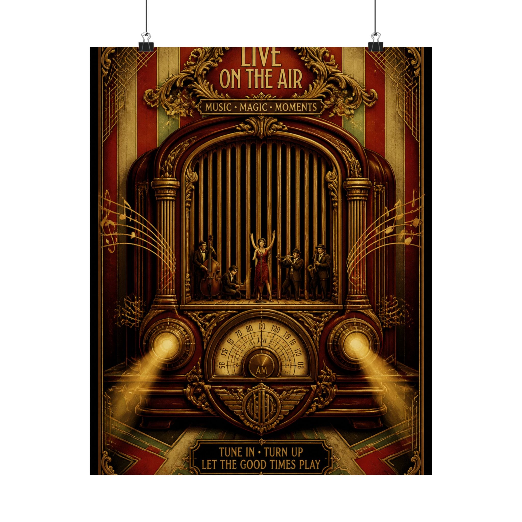 Vintage Radio Stage Wall Art Poster 24×36 Baroque Studio Decor Maximalist Print