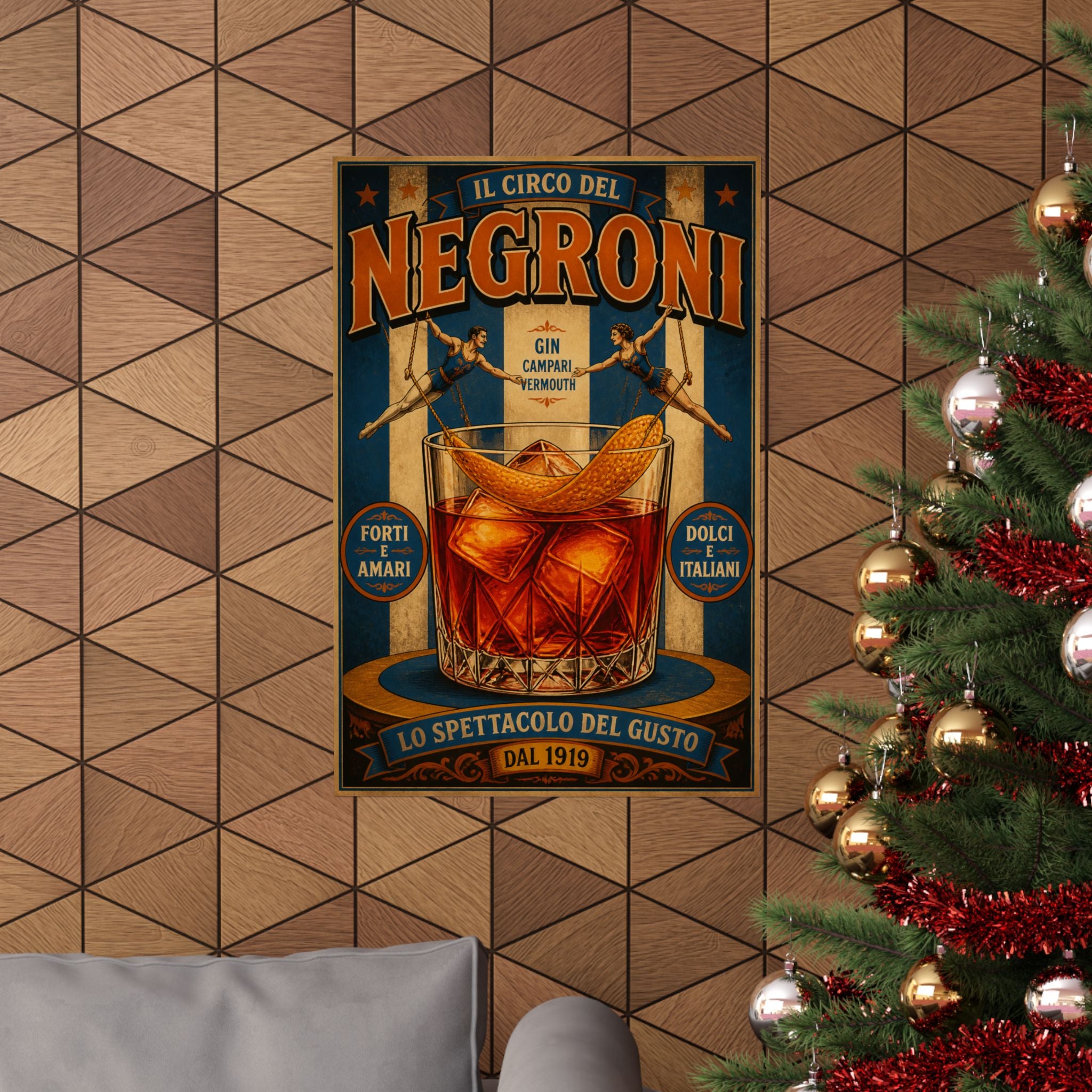 Negroni Trapeze Act Wall Art Poster 18×24 Vintage Circus Kitchen Decor Maximalist Print