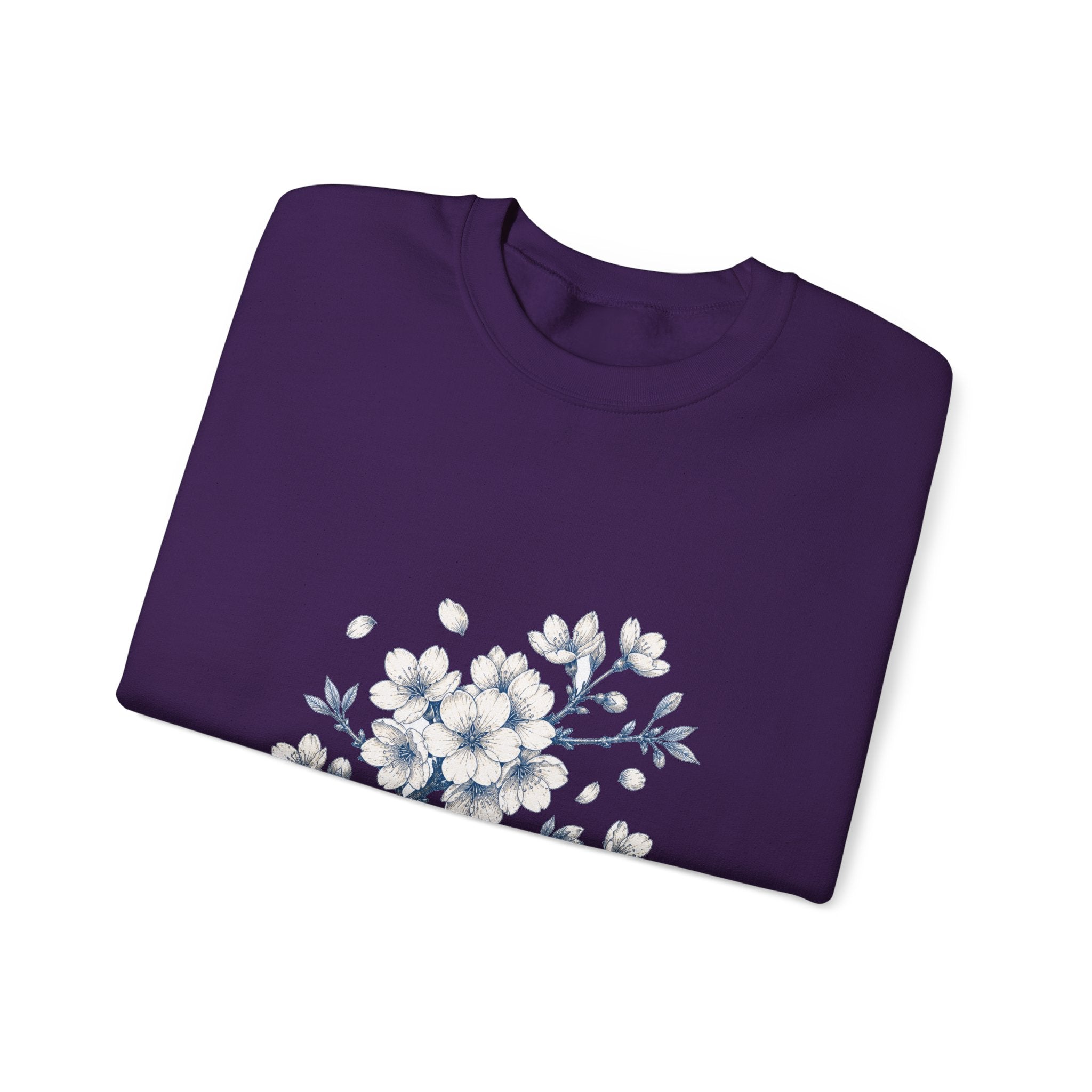Matching Couple Sweatshirt - Cherry Blossom & Maple Leaf Matching Couple Crewneck Sweatshirt Hand-Drawn Art His Hers Best Friend Gift - Design A