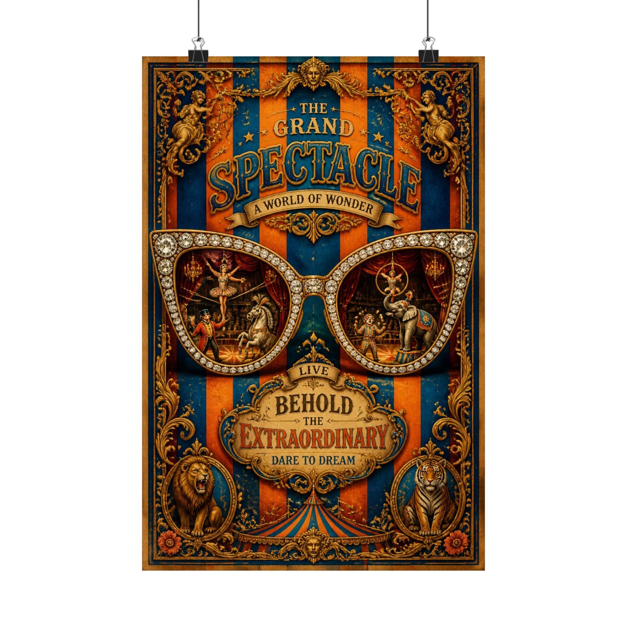 Sunglasses Circus Ring Wall Art Poster 24×36 Baroque Studio Decor Maximalist Print