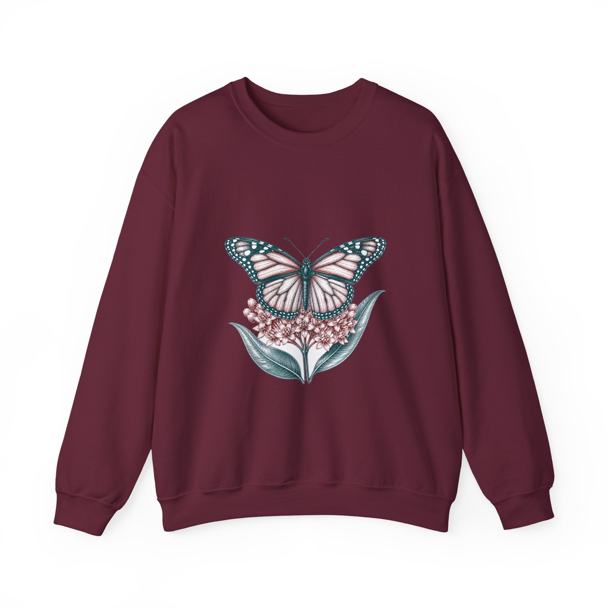 Matching Couple Sweatshirt - Butterfly & Moth Matching Couple Premium Fleece Sweatshirt Hand-Drawn Art His Hers Anniversary Gift - Design A