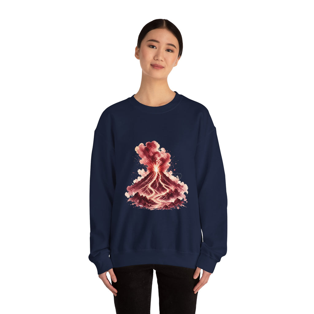 Matching Couple Sweatshirt - Volcano & Glacier Matching Couple Comfort Colors Crew Watercolor Art His Hers Birthday Gift - Design A