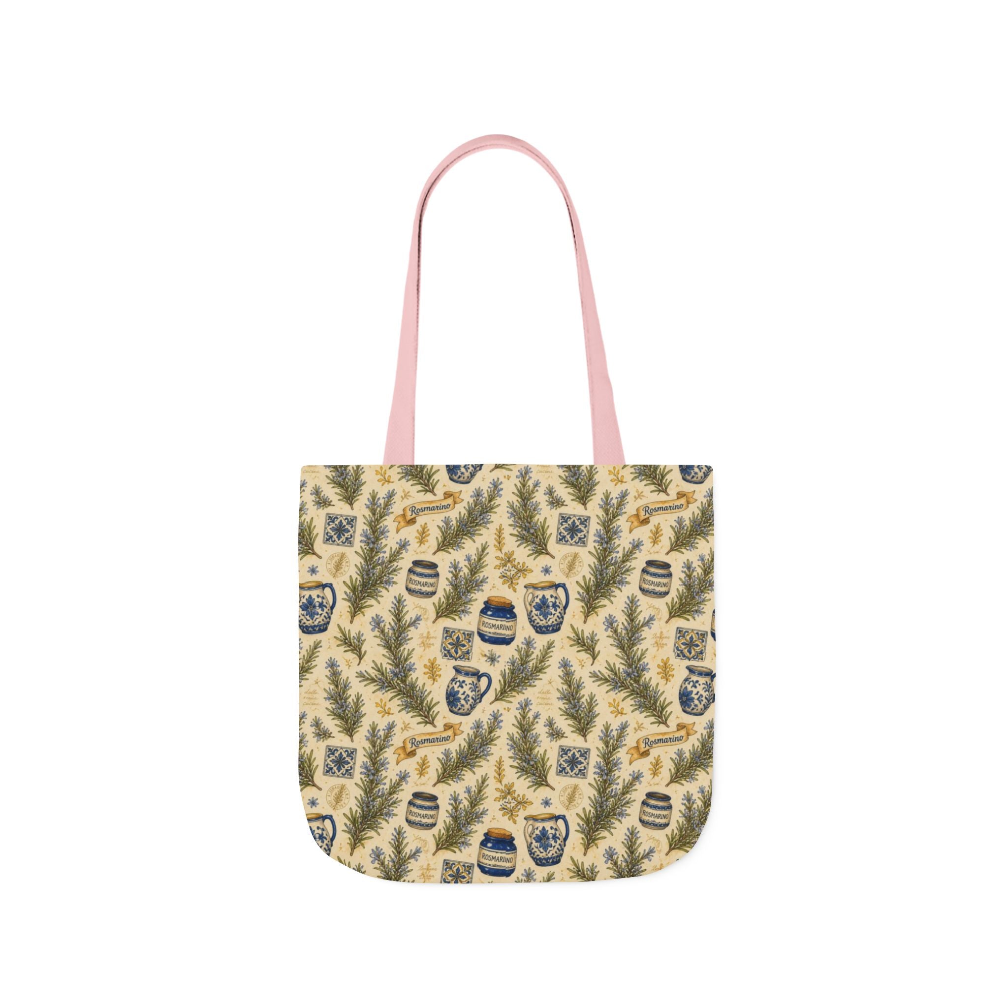 Rosemary Sprigs Canvas Tote Bag Mediterranean Kitchen Watercolor Design Italian Cottagecore Gift