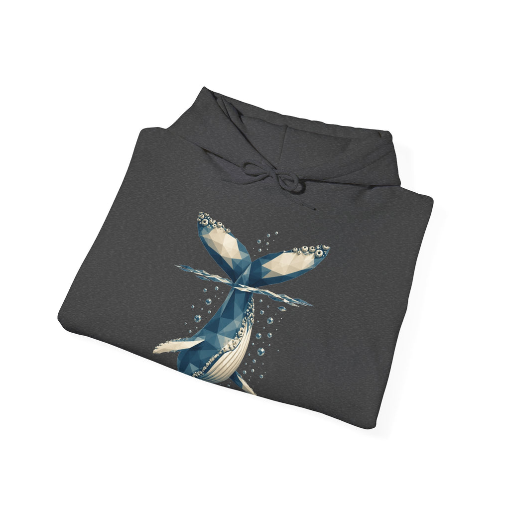 Matching Couple Sweatshirt - Eagle & Whale Matching Couple Hooded Sweatshirt Geometric Art His Hers Couple Gift - Design B