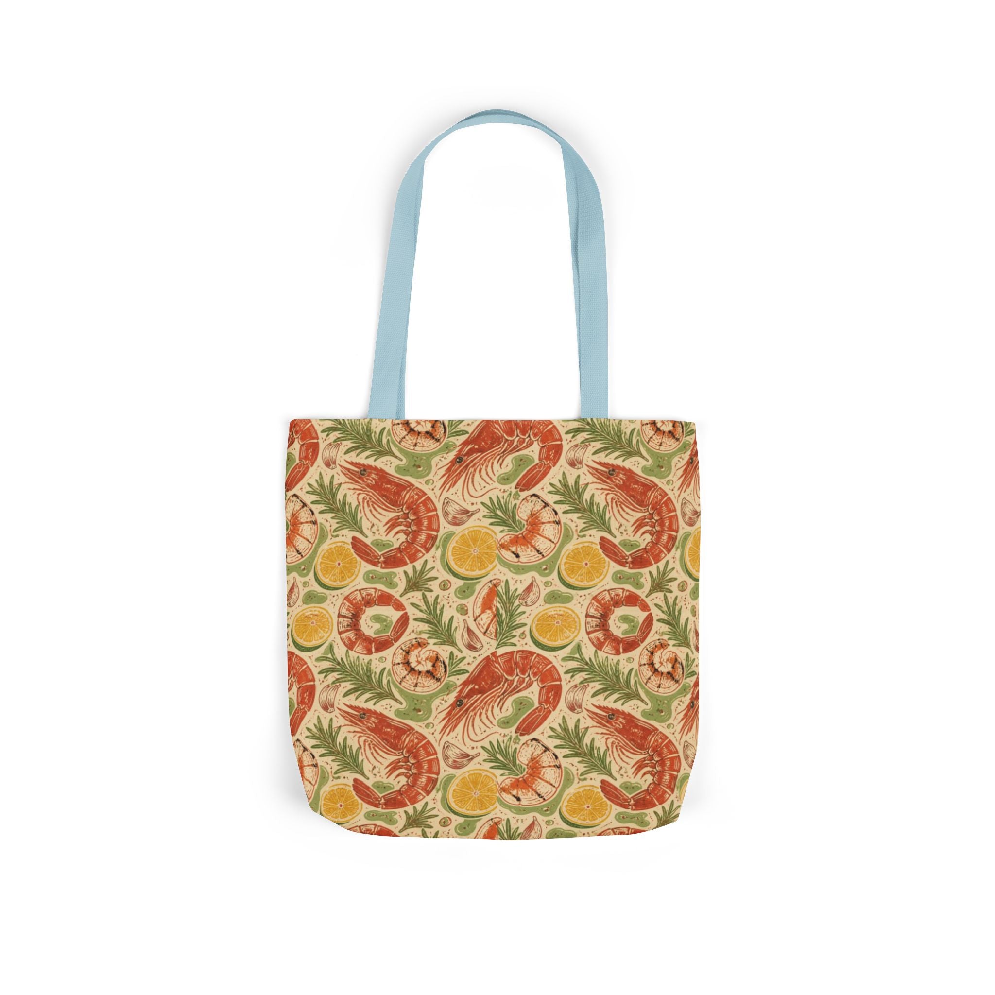 Mediterranean Shrimp Canvas Tote Bag Mediterranean Kitchen Linocut Design Italian Cottagecore Gift