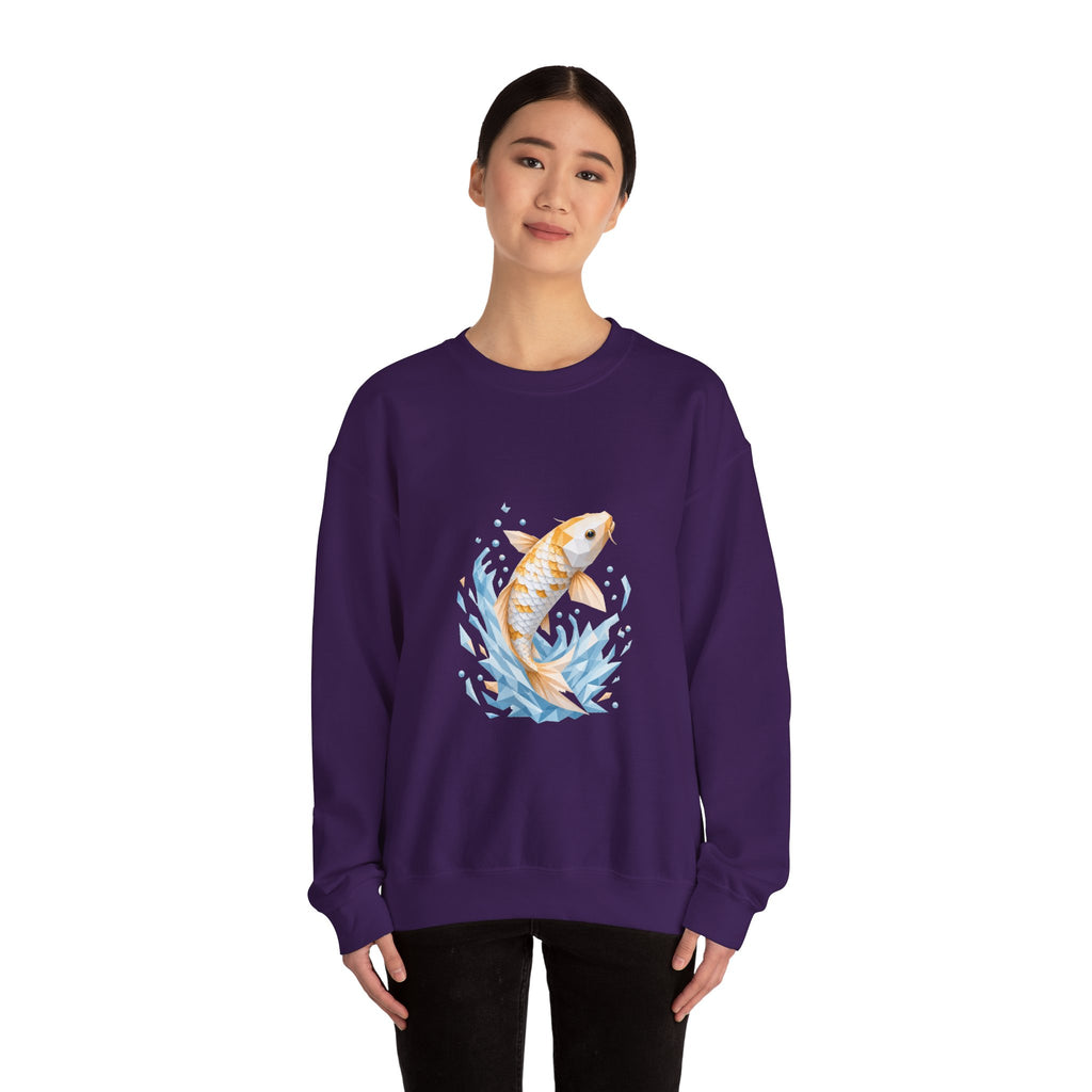 Matching Couple Sweatshirt - Koi Fish Yin Yang Matching Couple Premium Fleece Sweatshirt Geometric Art His Hers Love Gift - Design A