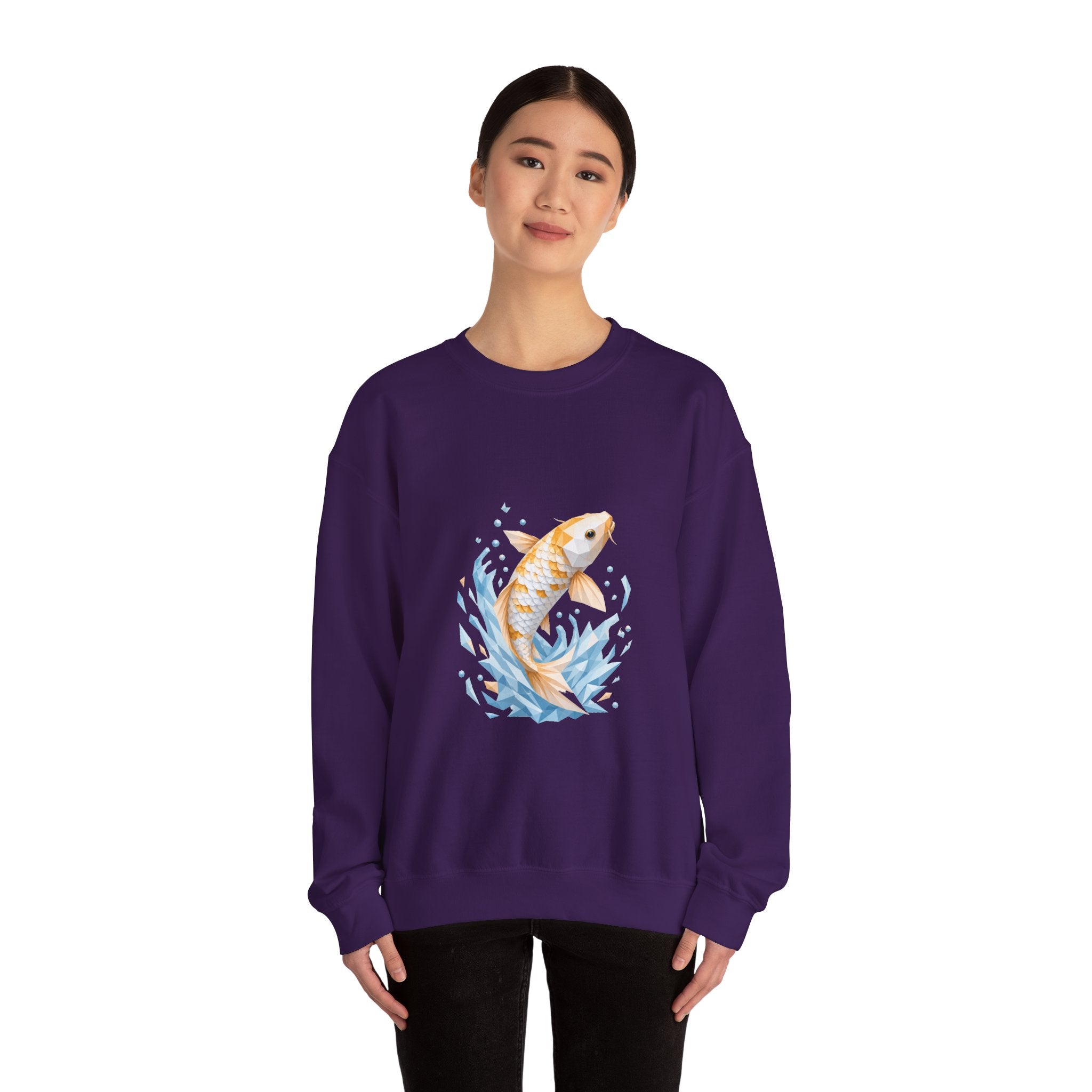 Matching Couple Sweatshirt - Koi Fish Yin Yang Matching Couple Premium Fleece Sweatshirt Geometric Art His Hers Love Gift - Design A