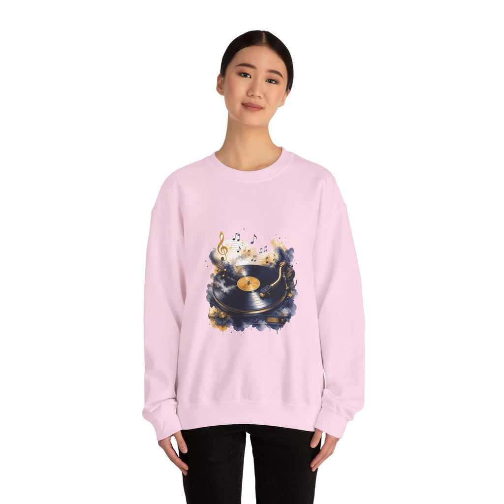 Matching Couple Sweatshirt - Vinyl & Cassette Matching Couple Crewneck Sweatshirt Watercolor Art His Hers Engagement Gift - Design A